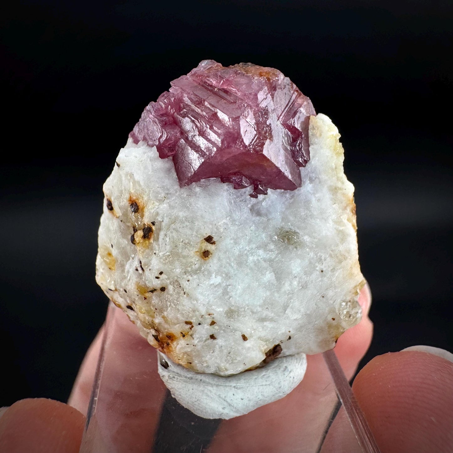 Spinel on Calcite Matrix | Natural red UV reactive crystal, mineral specimen from Afghanistan