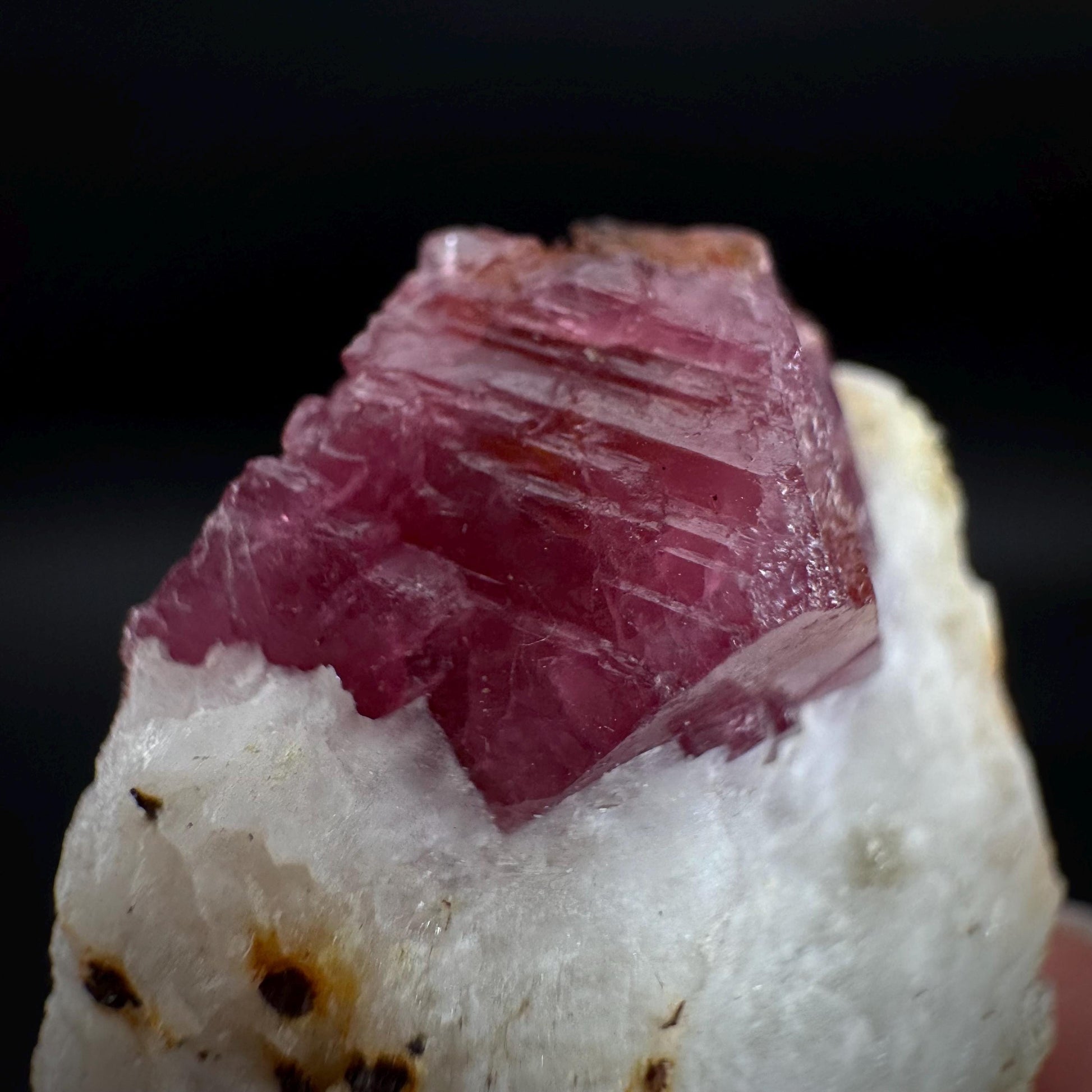 Spinel on Calcite Matrix | Natural red UV reactive crystal, mineral specimen from Afghanistan
