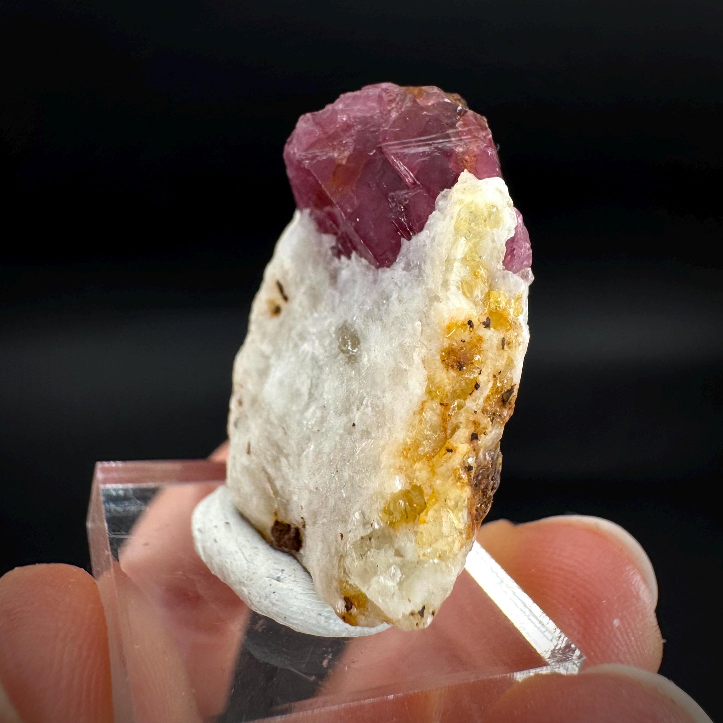 Spinel on Calcite Matrix | Natural red UV reactive crystal, mineral specimen from Afghanistan