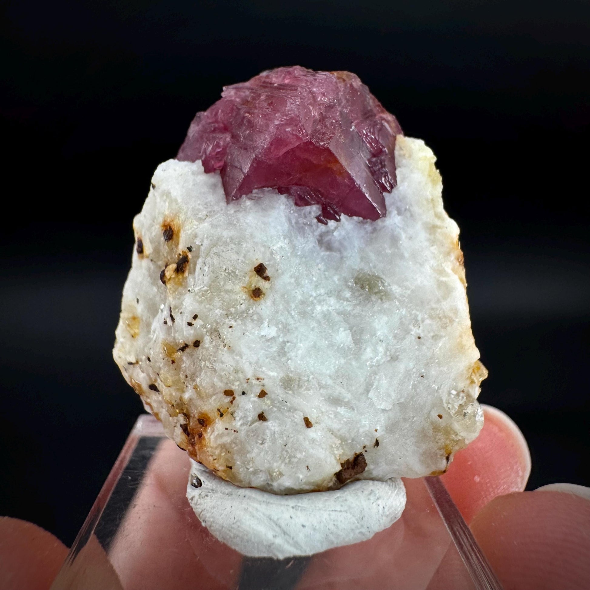 Spinel on Calcite Matrix | Natural red UV reactive crystal, mineral specimen from Afghanistan