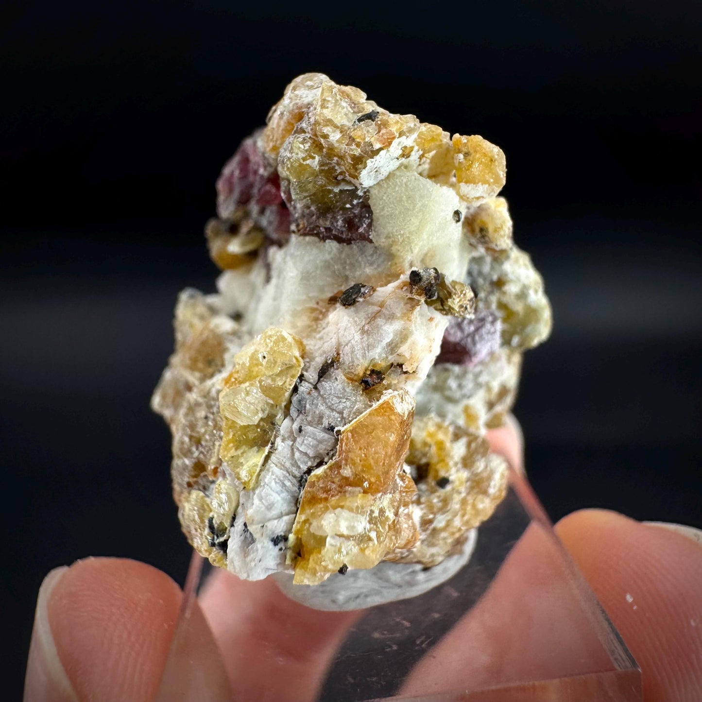 Spinel on Calcite Matrix | Natural red UV reactive crystal, mineral specimen from Afghanistan
