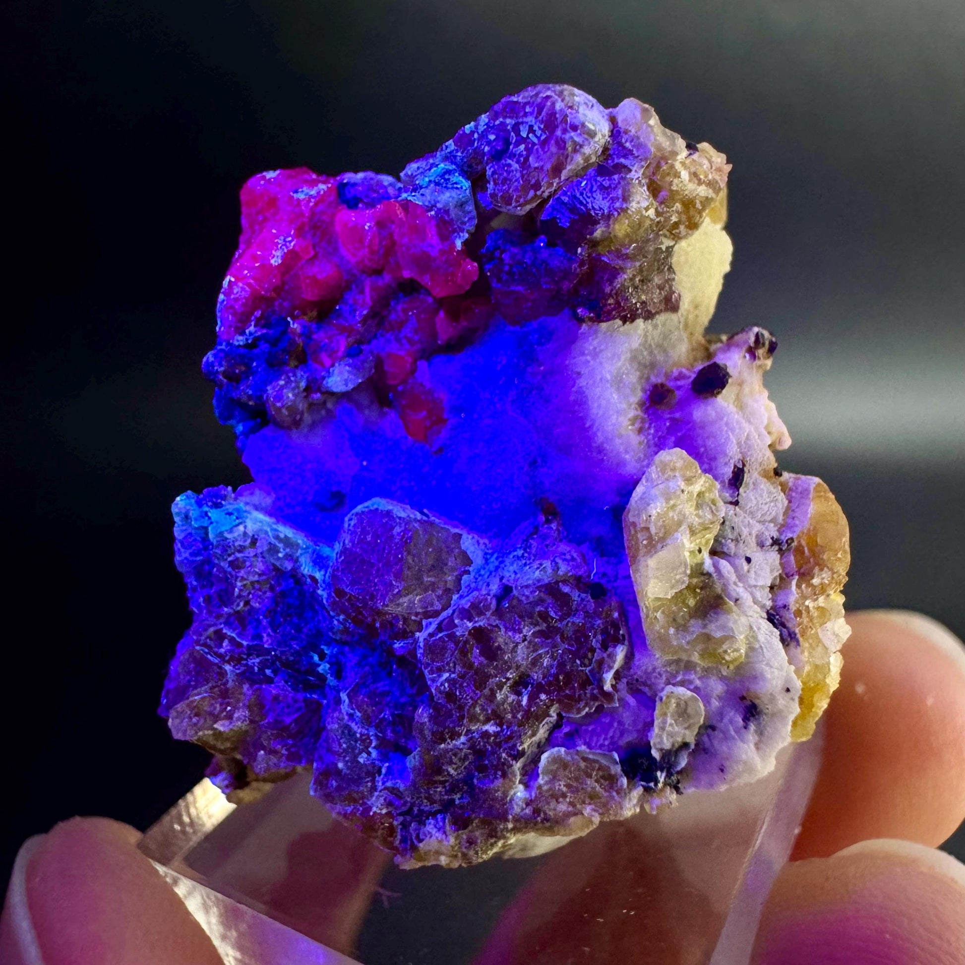 Spinel on Calcite Matrix | Natural red UV reactive crystal, mineral specimen from Afghanistan