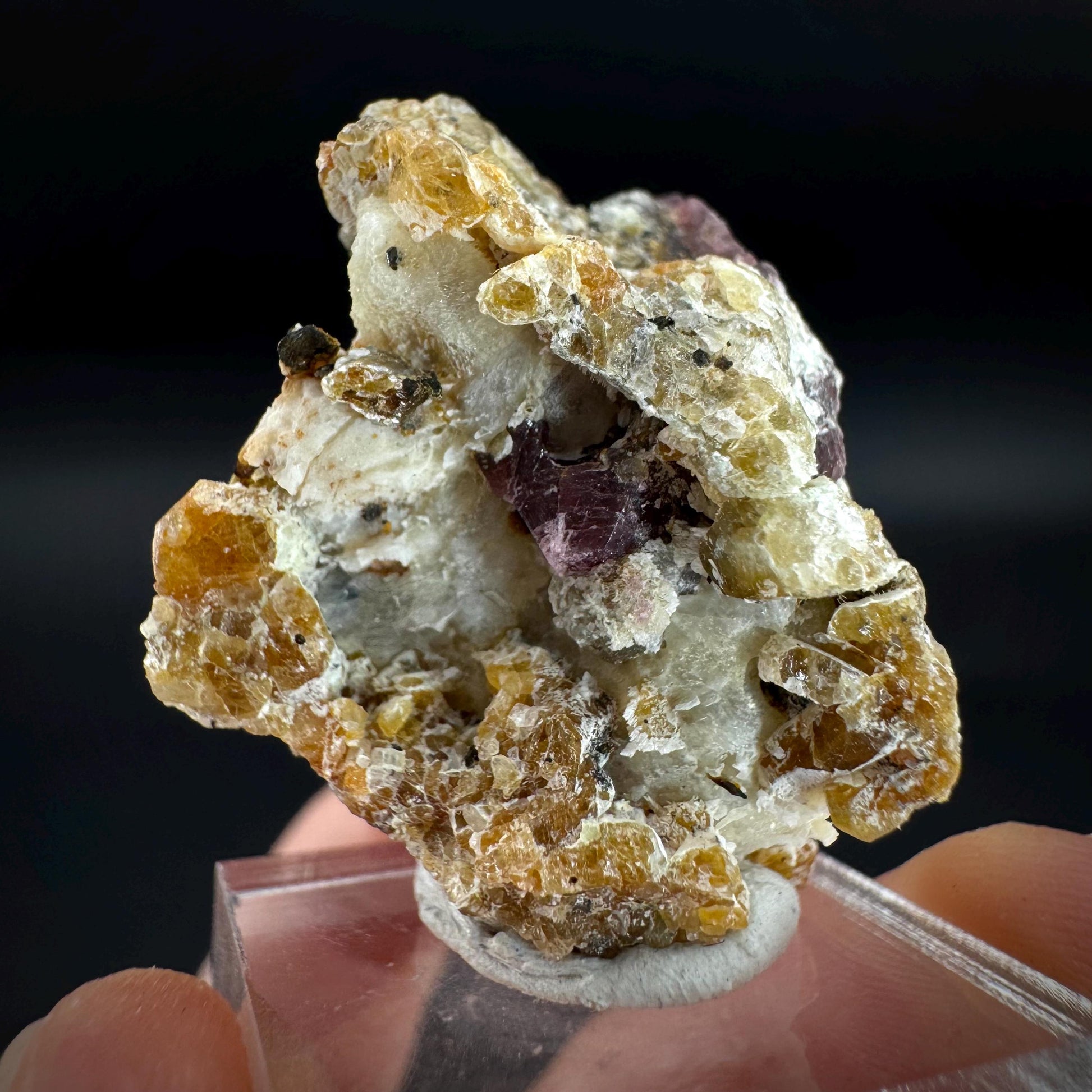 Spinel on Calcite Matrix | Natural red UV reactive crystal, mineral specimen from Afghanistan