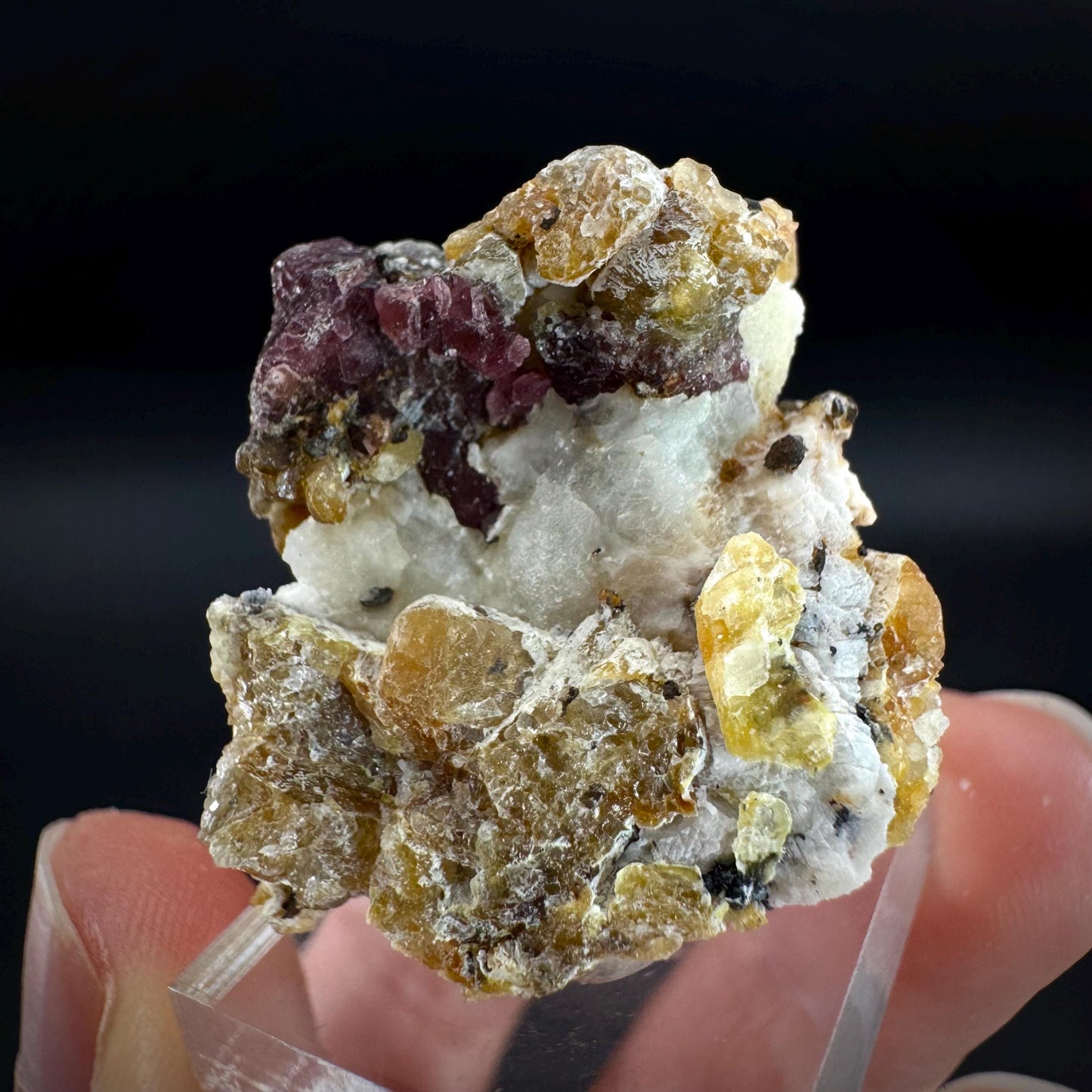 Spinel on Calcite Matrix | Natural red UV reactive crystal, mineral specimen from Afghanistan