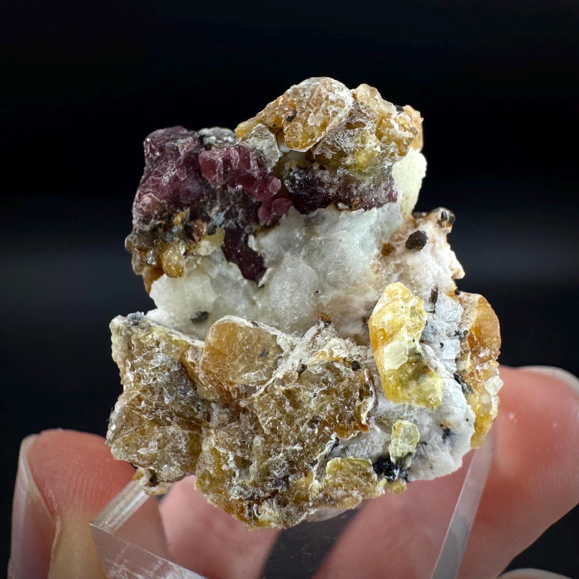 Spinel on Calcite Matrix | Natural red UV reactive crystal, mineral specimen from Afghanistan