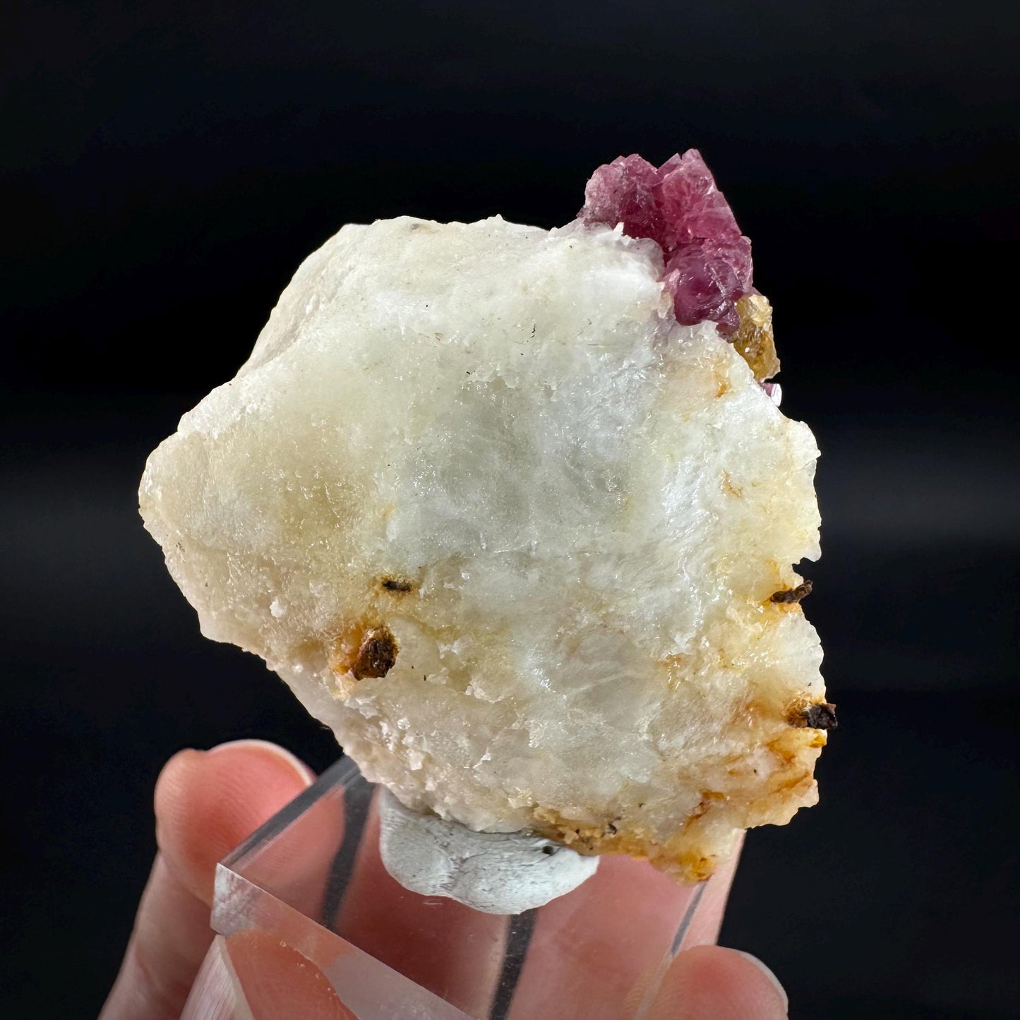 Spinel on Calcite Matrix | Natural red UV reactive crystal, mineral specimen from Afghanistan