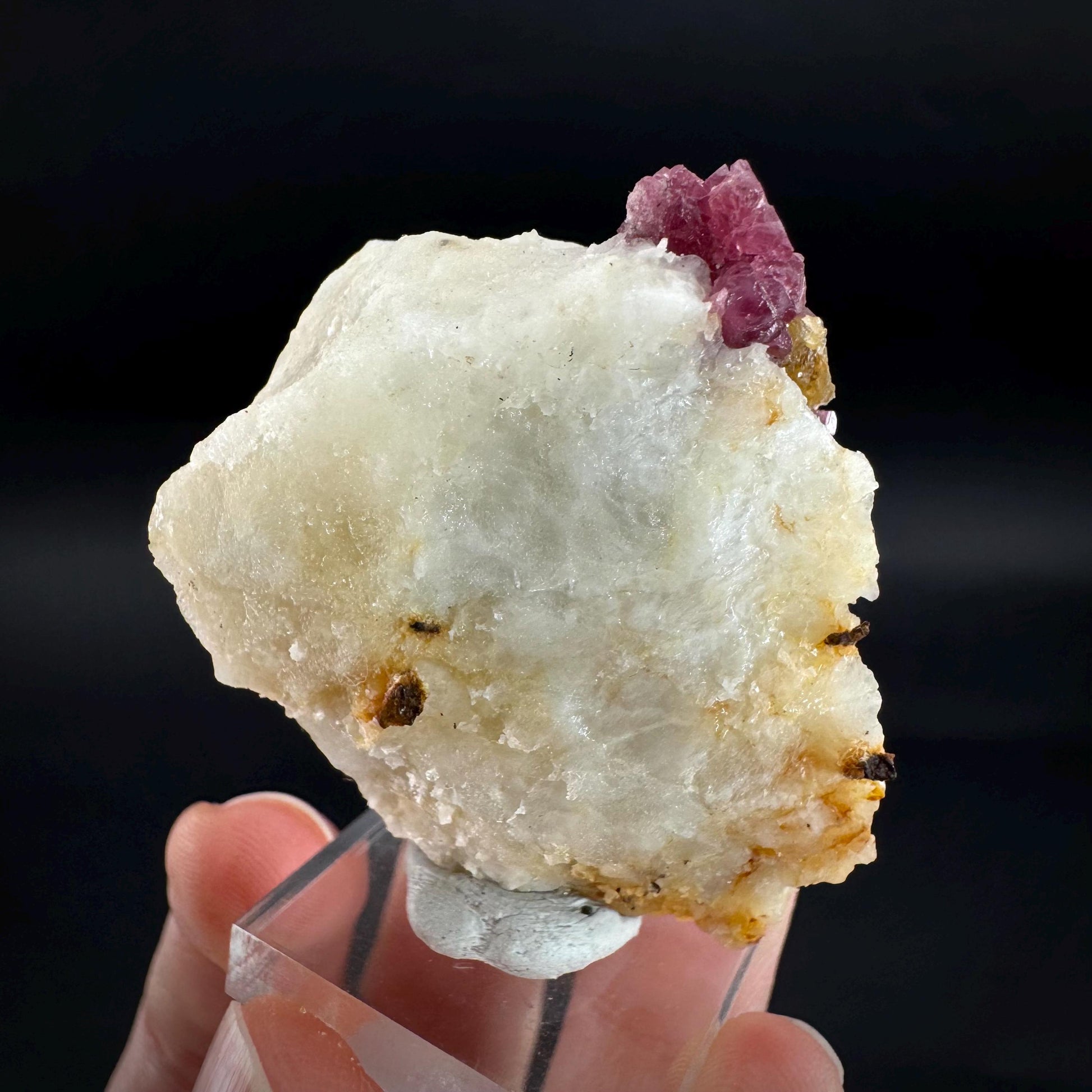 Spinel on Calcite Matrix | Natural red UV reactive crystal, mineral specimen from Afghanistan