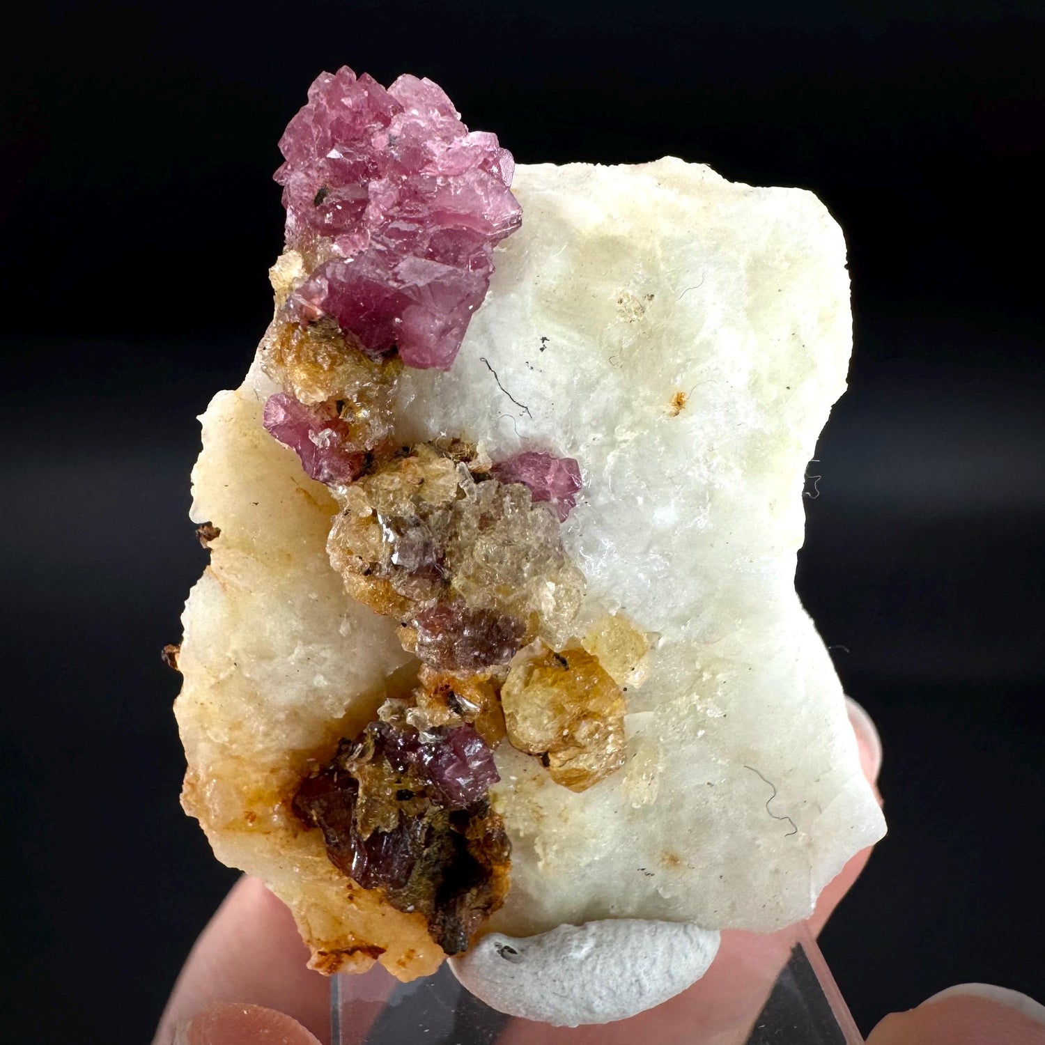 Spinel on Calcite Matrix | Natural red UV reactive crystal, mineral specimen from Afghanistan