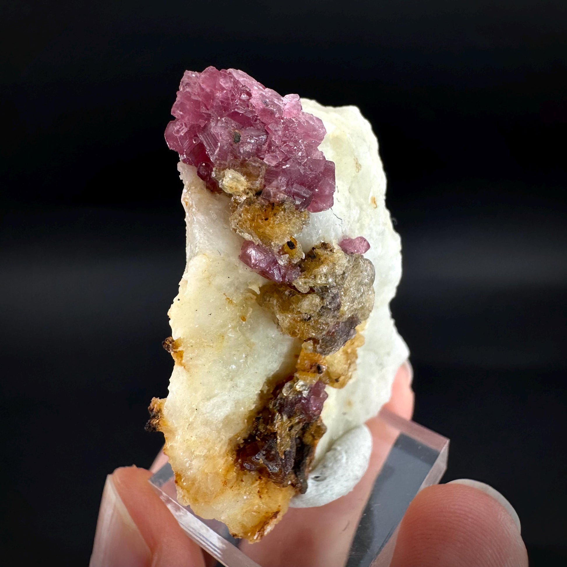 Spinel on Calcite Matrix | Natural red UV reactive crystal, mineral specimen from Afghanistan