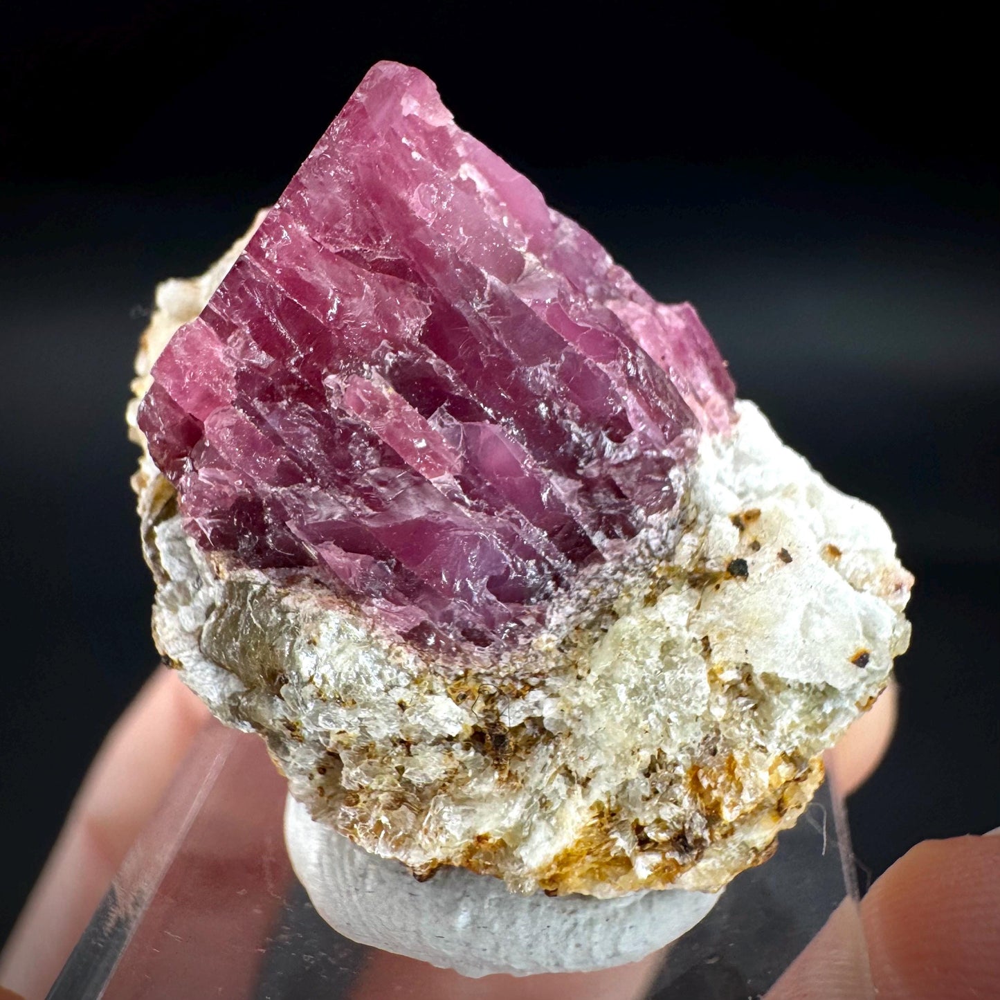 Spinel on Calcite Matrix | Natural red UV reactive crystal, mineral specimen from Afghanistan