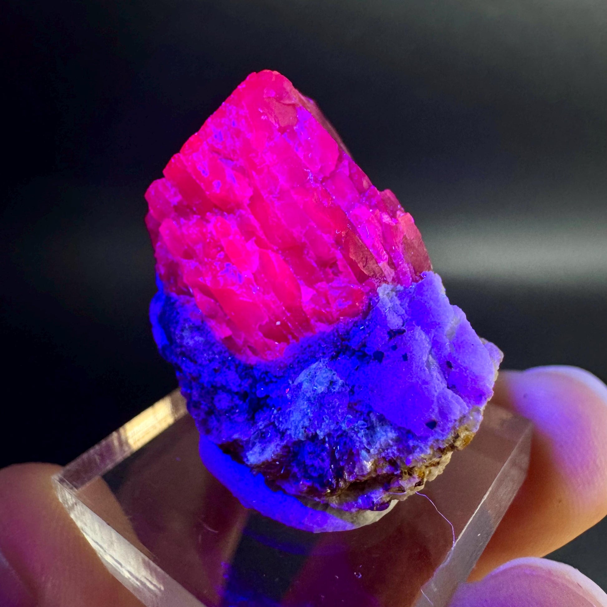 Spinel on Calcite Matrix | Natural red UV reactive crystal, mineral specimen from Afghanistan