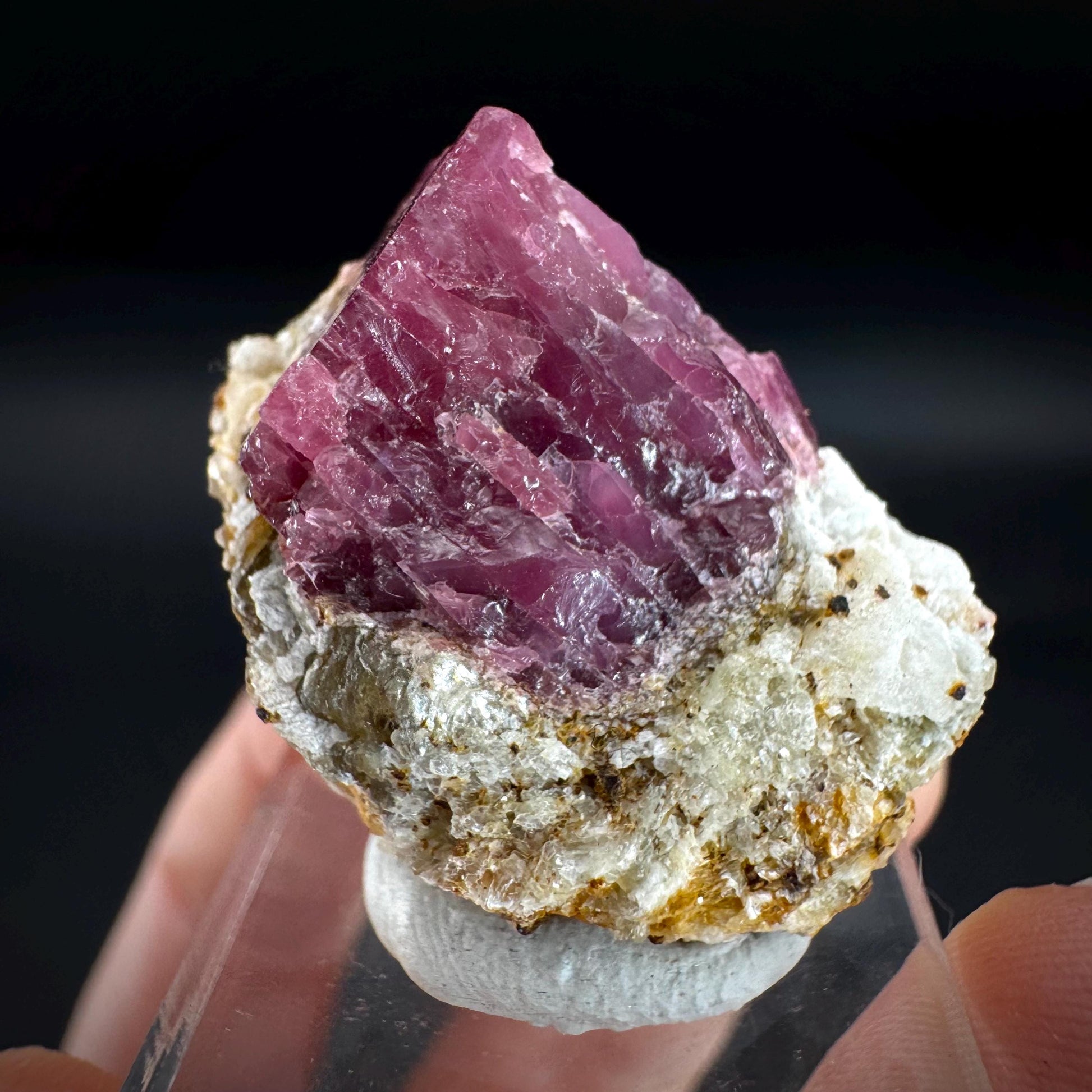 Spinel on Calcite Matrix | Natural red UV reactive crystal, mineral specimen from Afghanistan