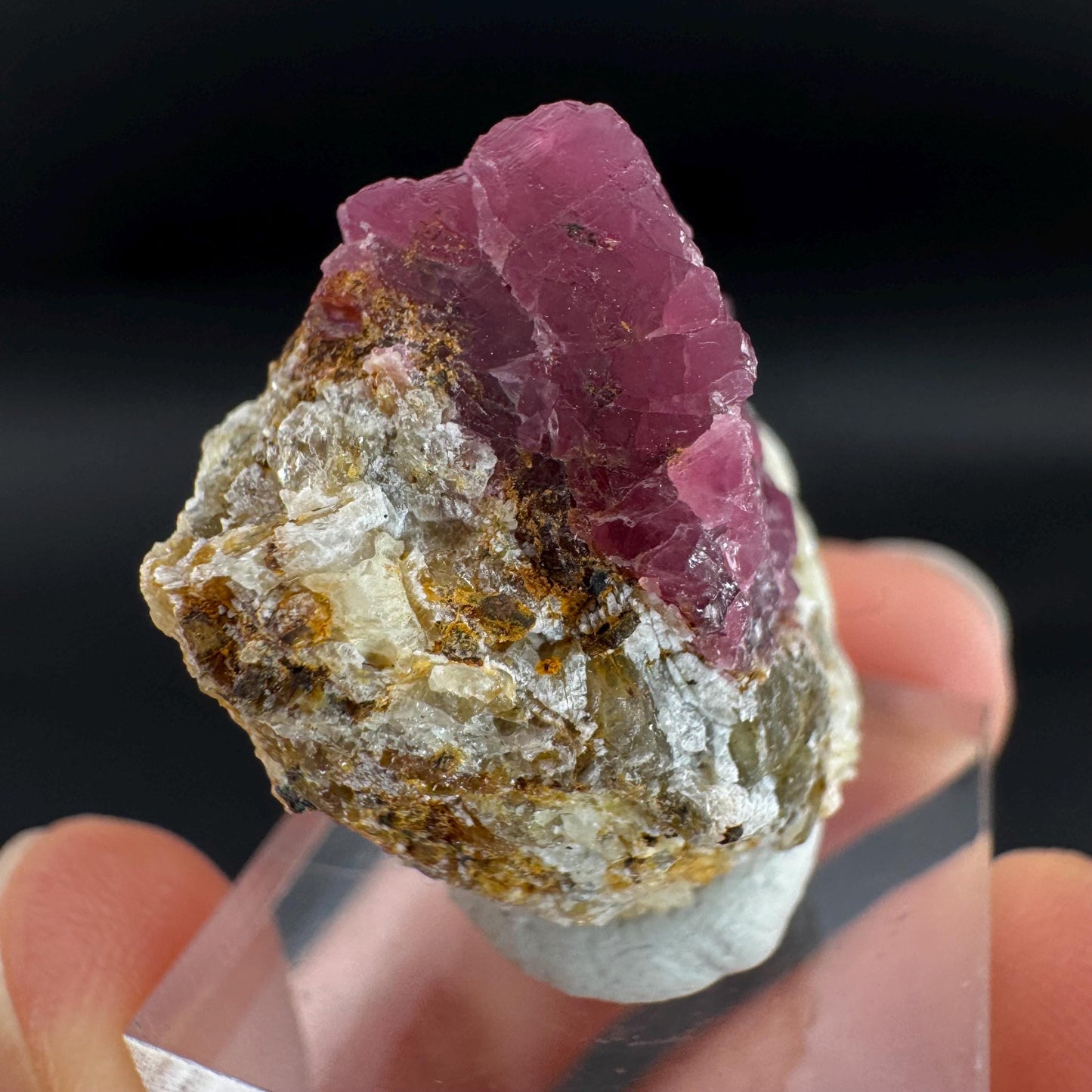 Spinel on Calcite Matrix | Natural red UV reactive crystal, mineral specimen from Afghanistan