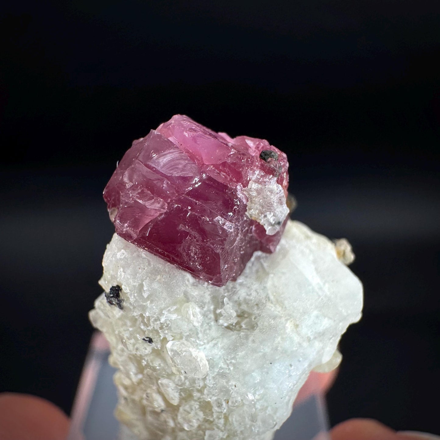 Spinel on Calcite Matrix | Natural red UV reactive crystal, mineral specimen from Afghanistan