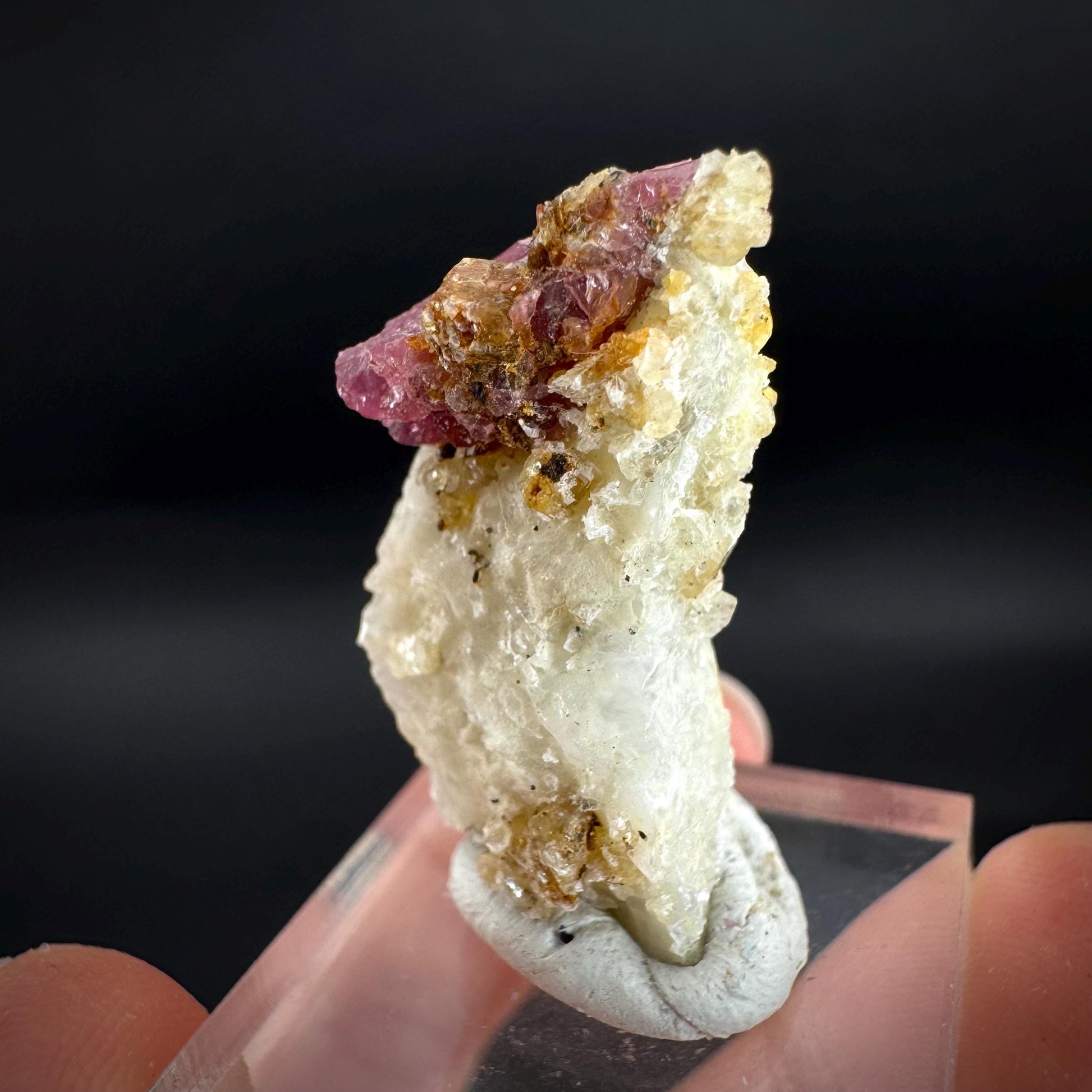 Spinel on Calcite Matrix | Natural red UV reactive crystal, mineral specimen from Afghanistan