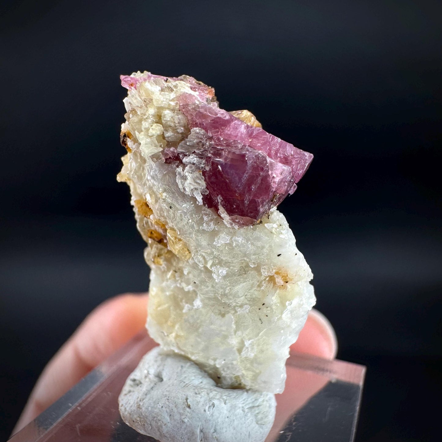 Spinel on Calcite Matrix | Natural red UV reactive crystal, mineral specimen from Afghanistan