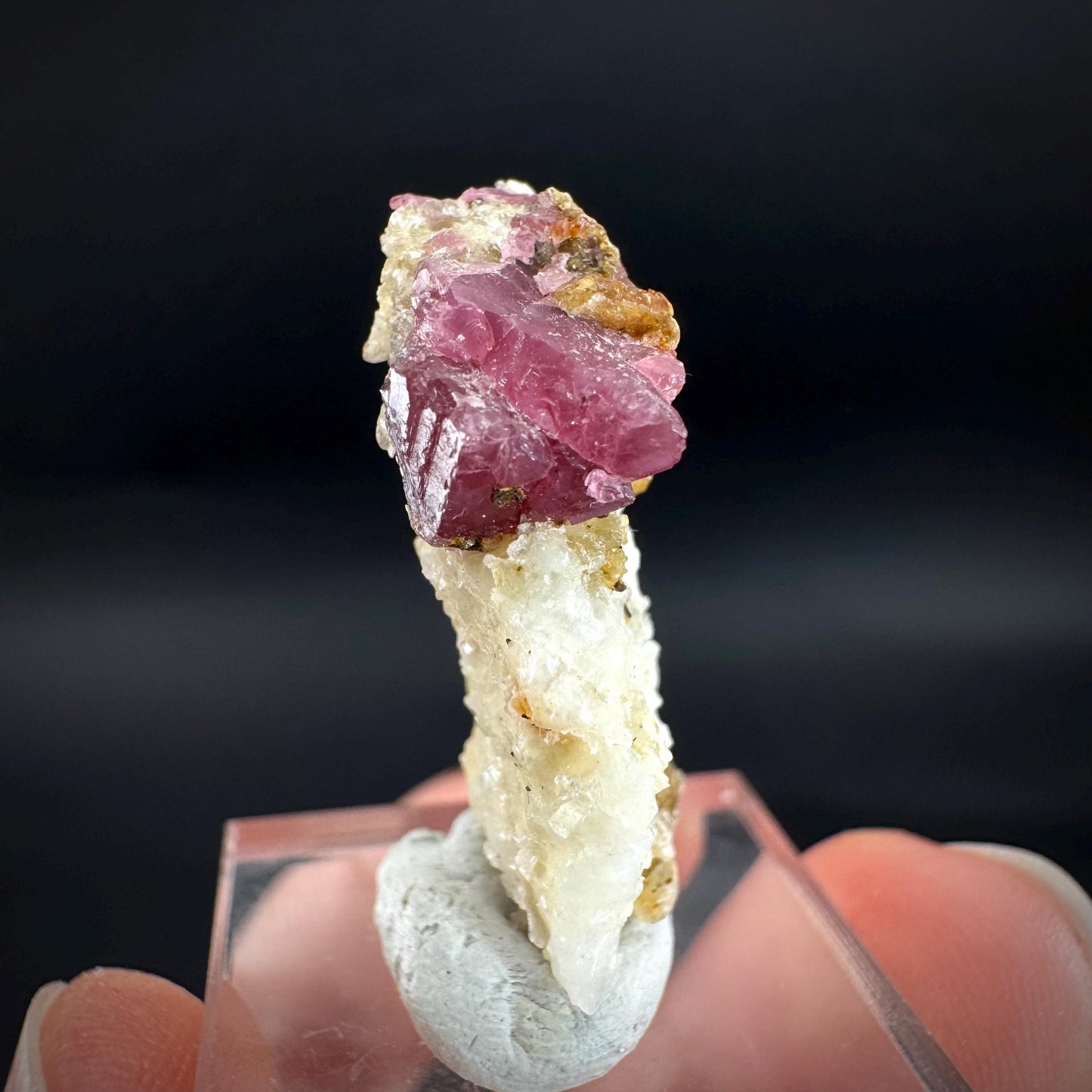 Spinel on Calcite Matrix | Natural red UV reactive crystal, mineral specimen from Afghanistan
