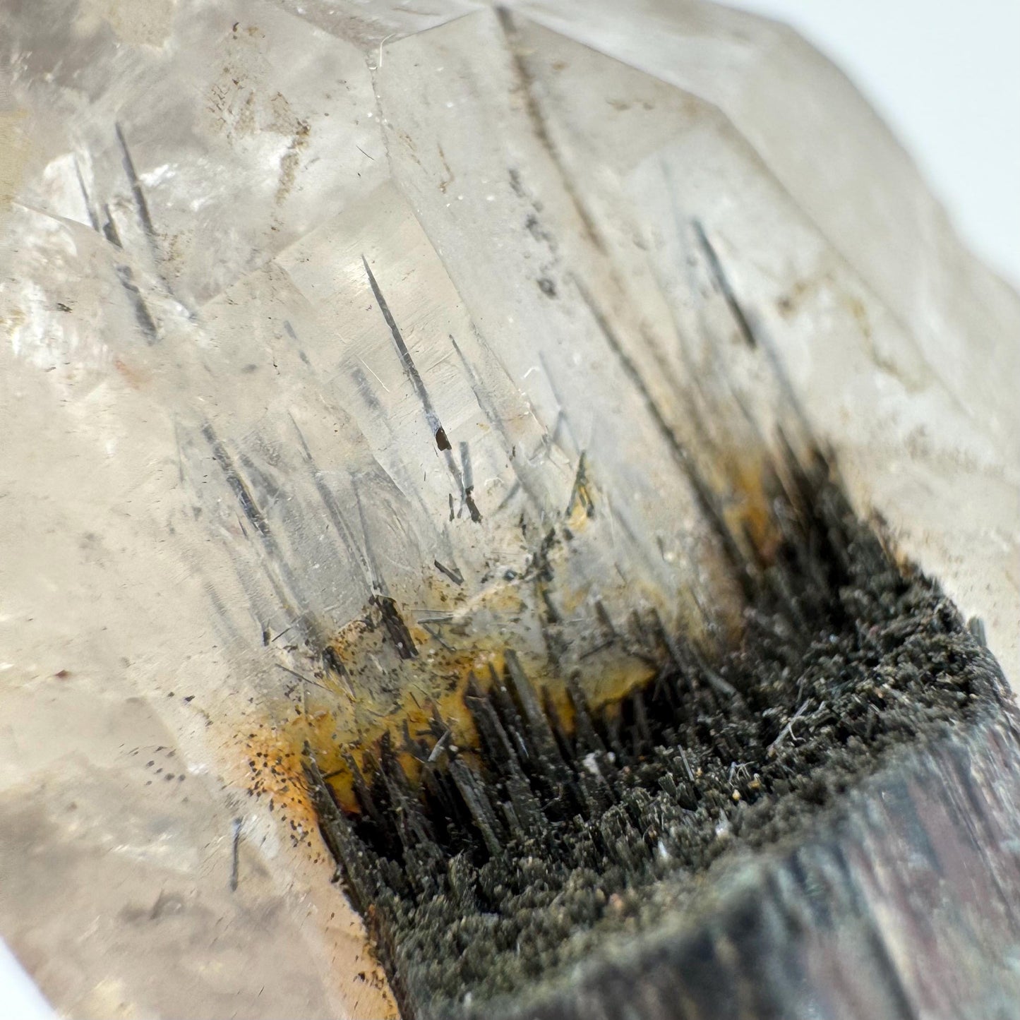 Black Tourmaline on Smoky Quartz | schorl crystal cluster, mineral specimen from Namibia
