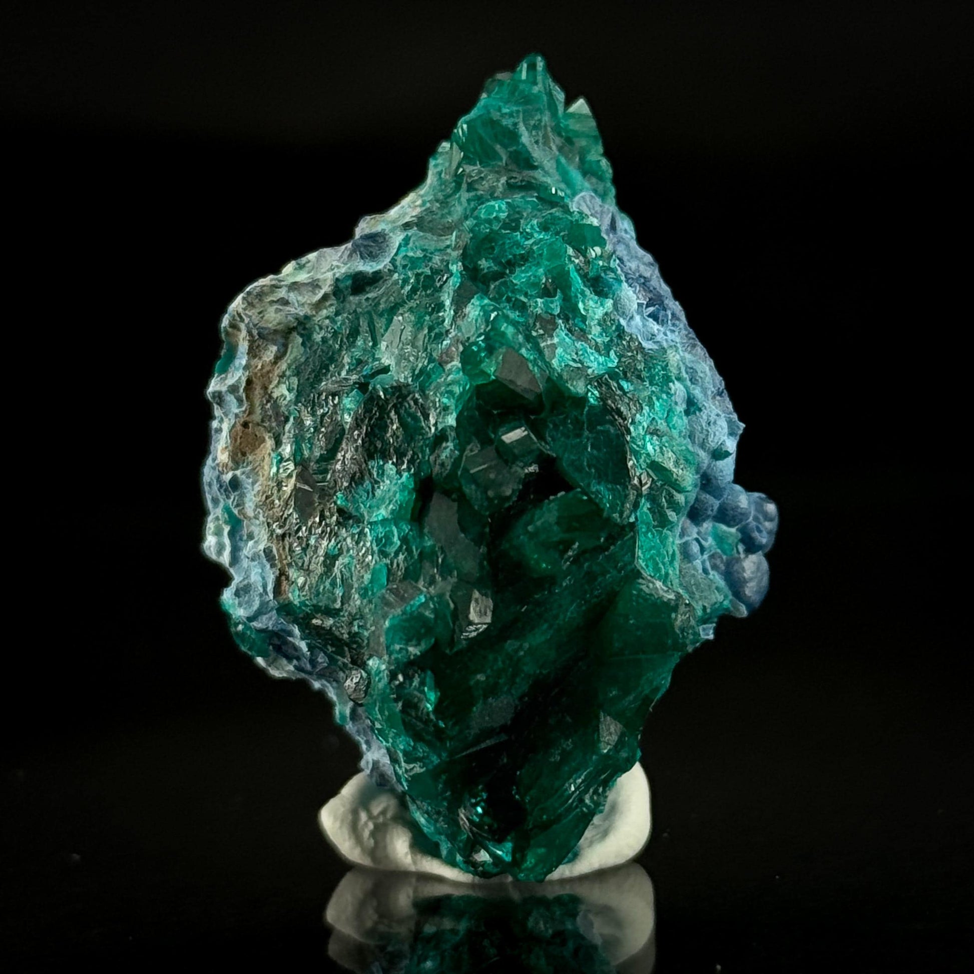 Dioptase with Shattuckite | natural green and blue crystal, mineral specimen from Namibia