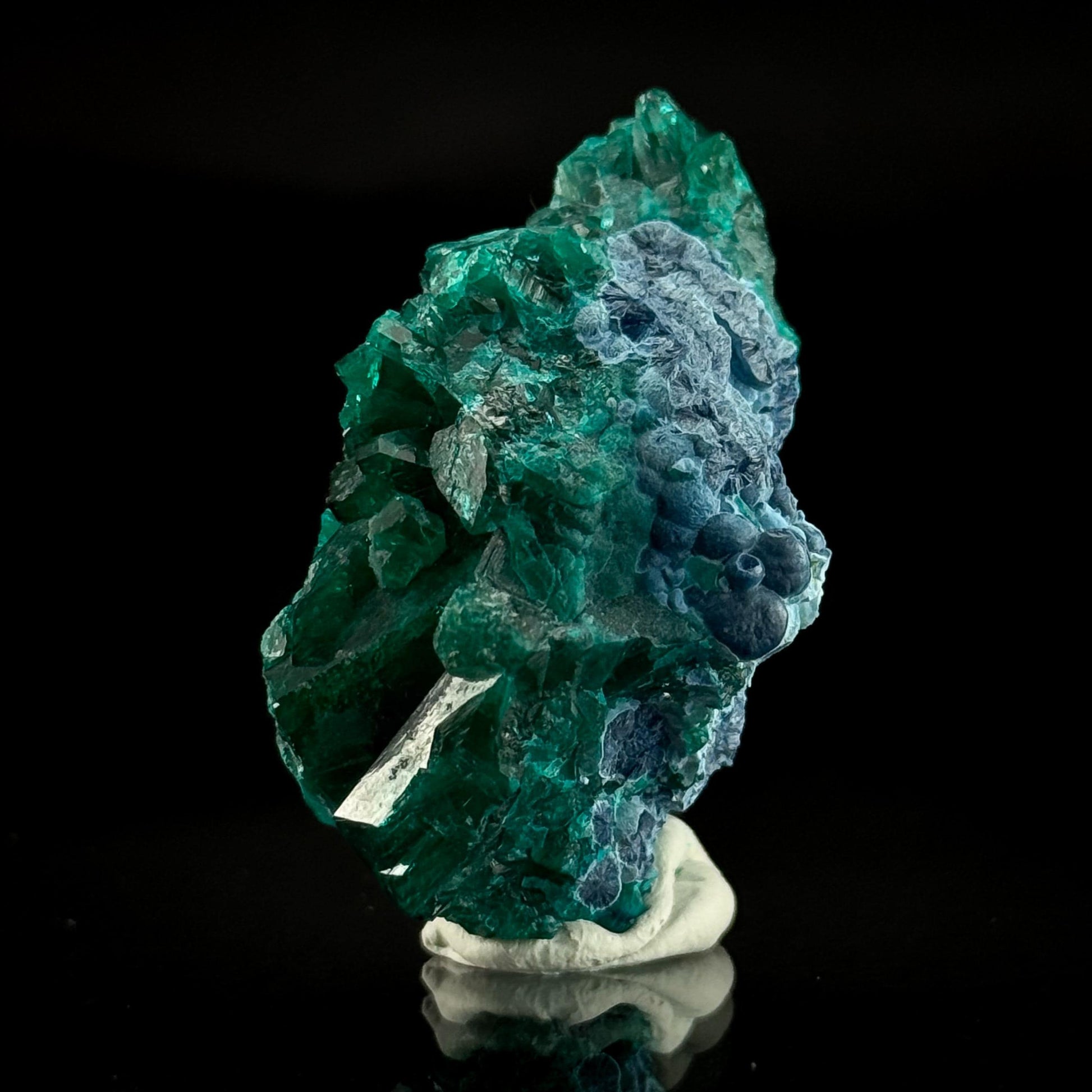 Dioptase with Shattuckite | natural green and blue crystal, mineral specimen from Namibia
