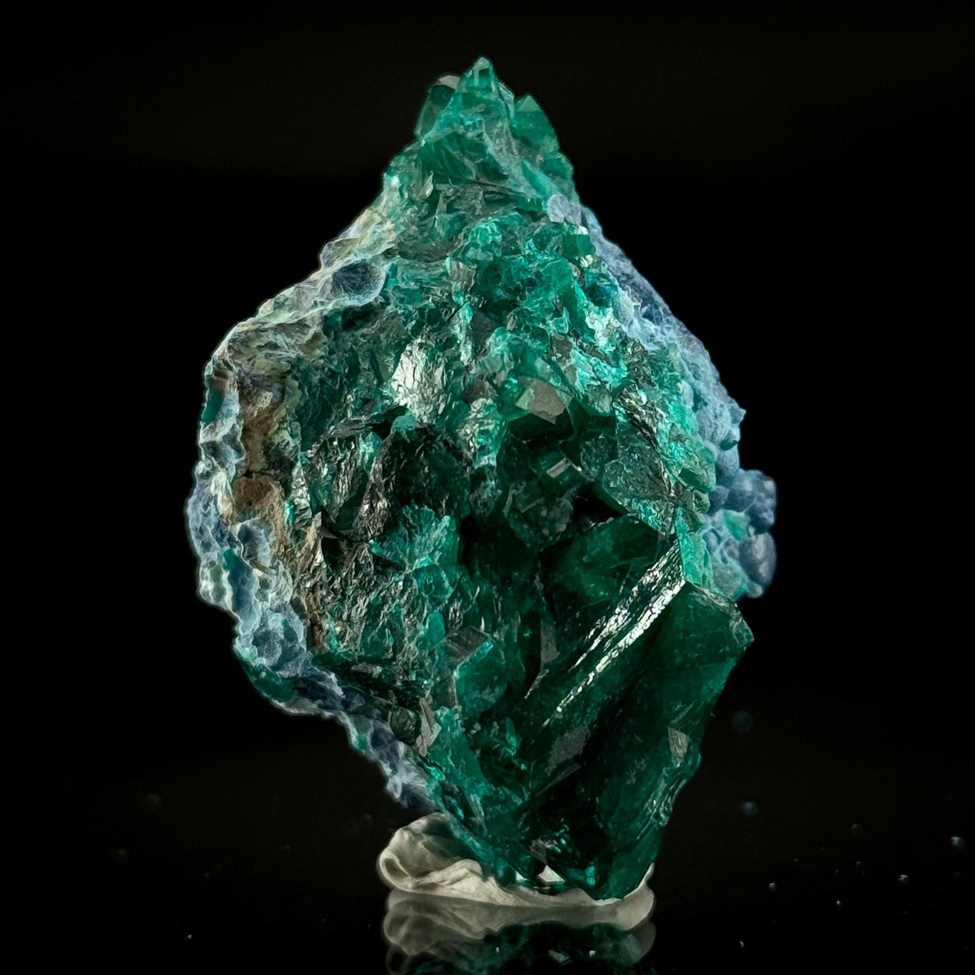 Dioptase with Shattuckite | natural green and blue crystal, mineral specimen from Namibia