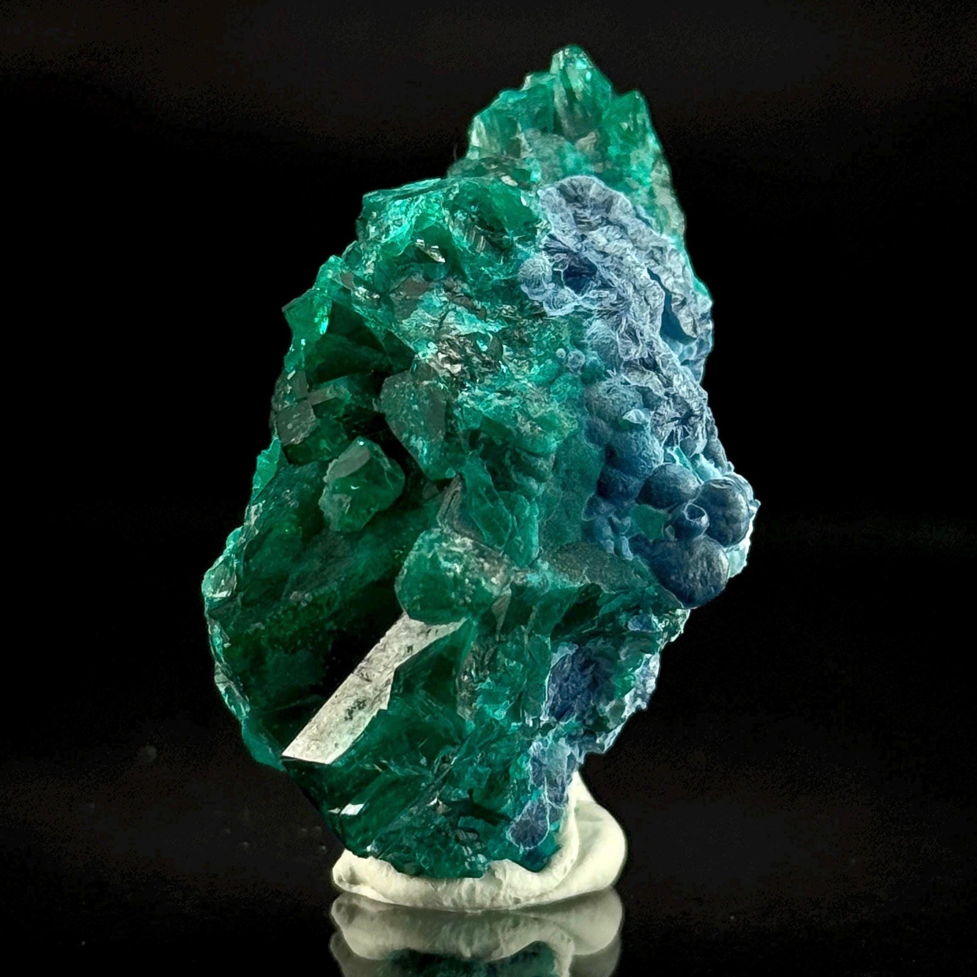 Dioptase with Shattuckite | natural green and blue crystal, mineral specimen from Namibia