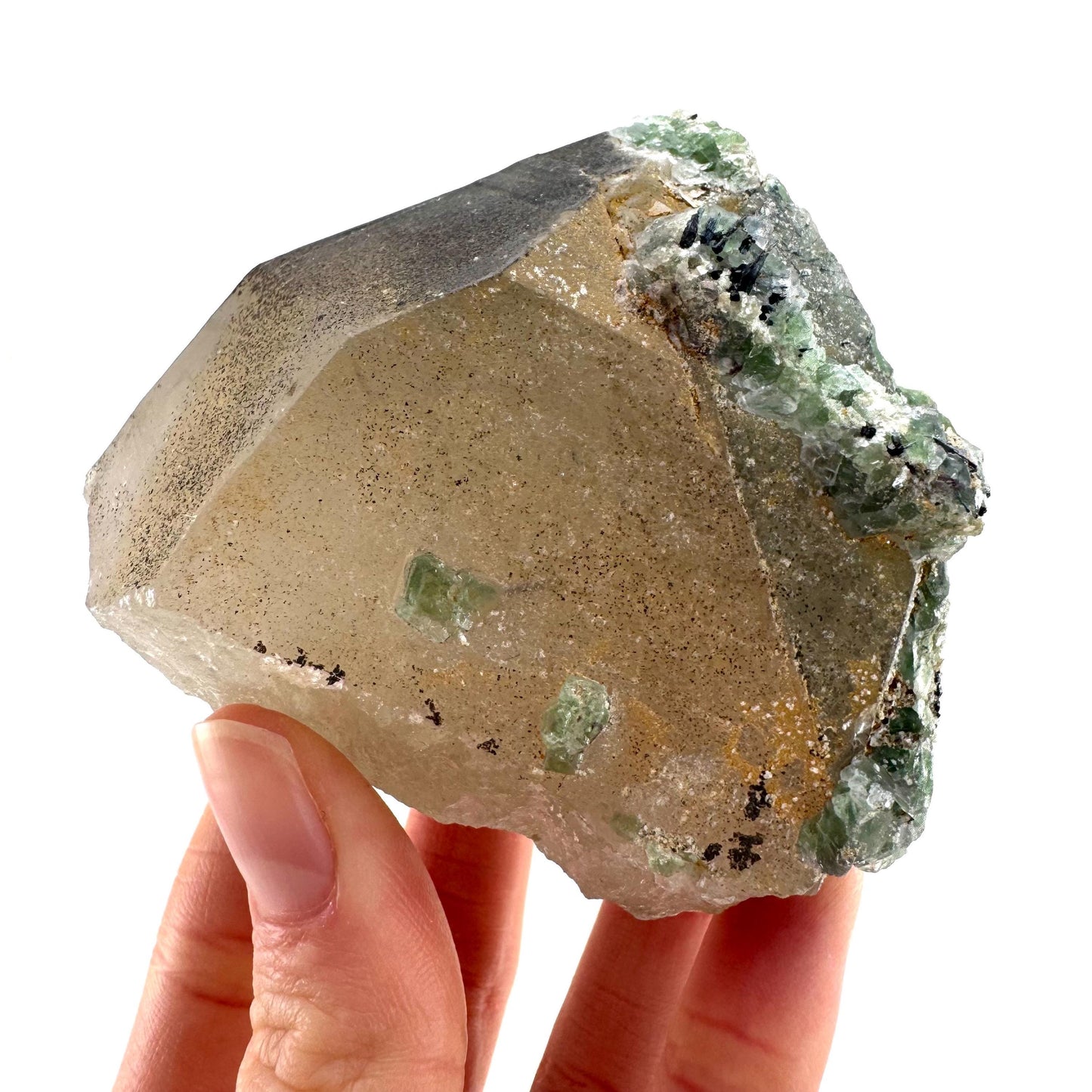 Fluorite on Smoky Quartz | natural crystal, Erongo mineral specimen