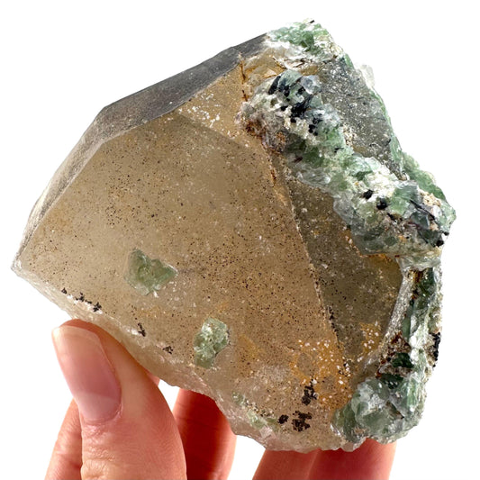 Fluorite on Smoky Quartz | natural crystal, Erongo mineral specimen