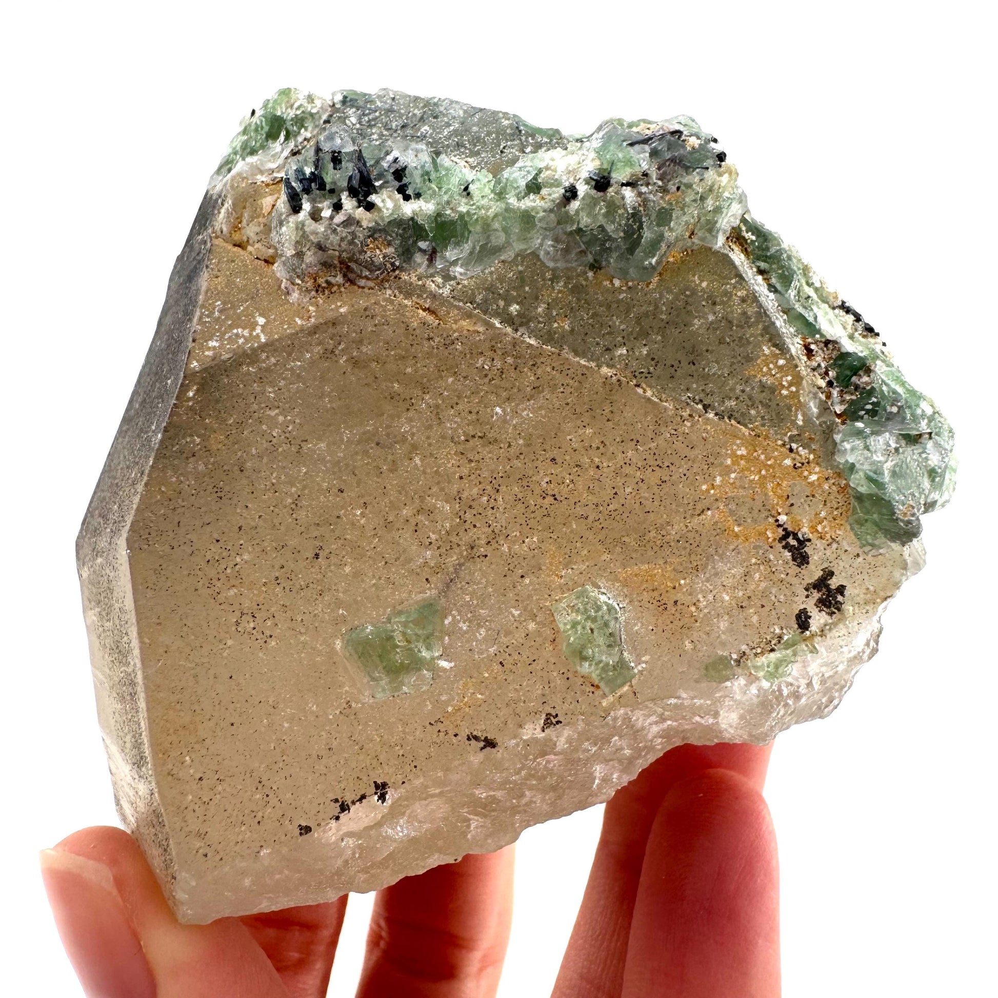 Fluorite on Smoky Quartz | natural crystal, Erongo mineral specimen