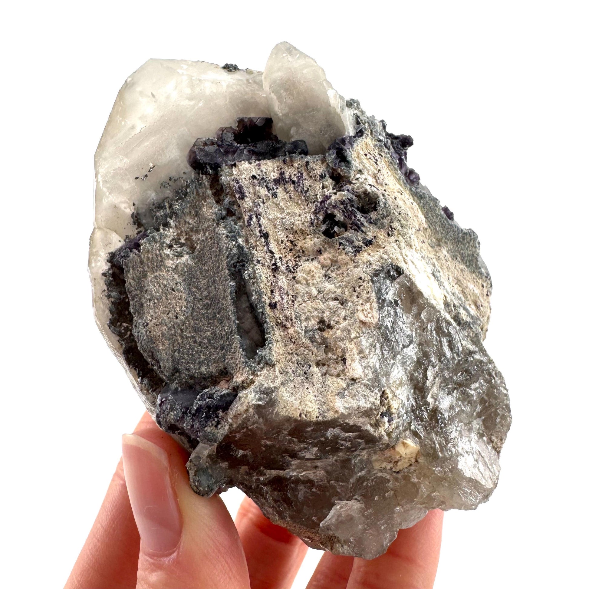 Fluorite on Smoky Quartz | natural crystal, Erongo mineral specimen