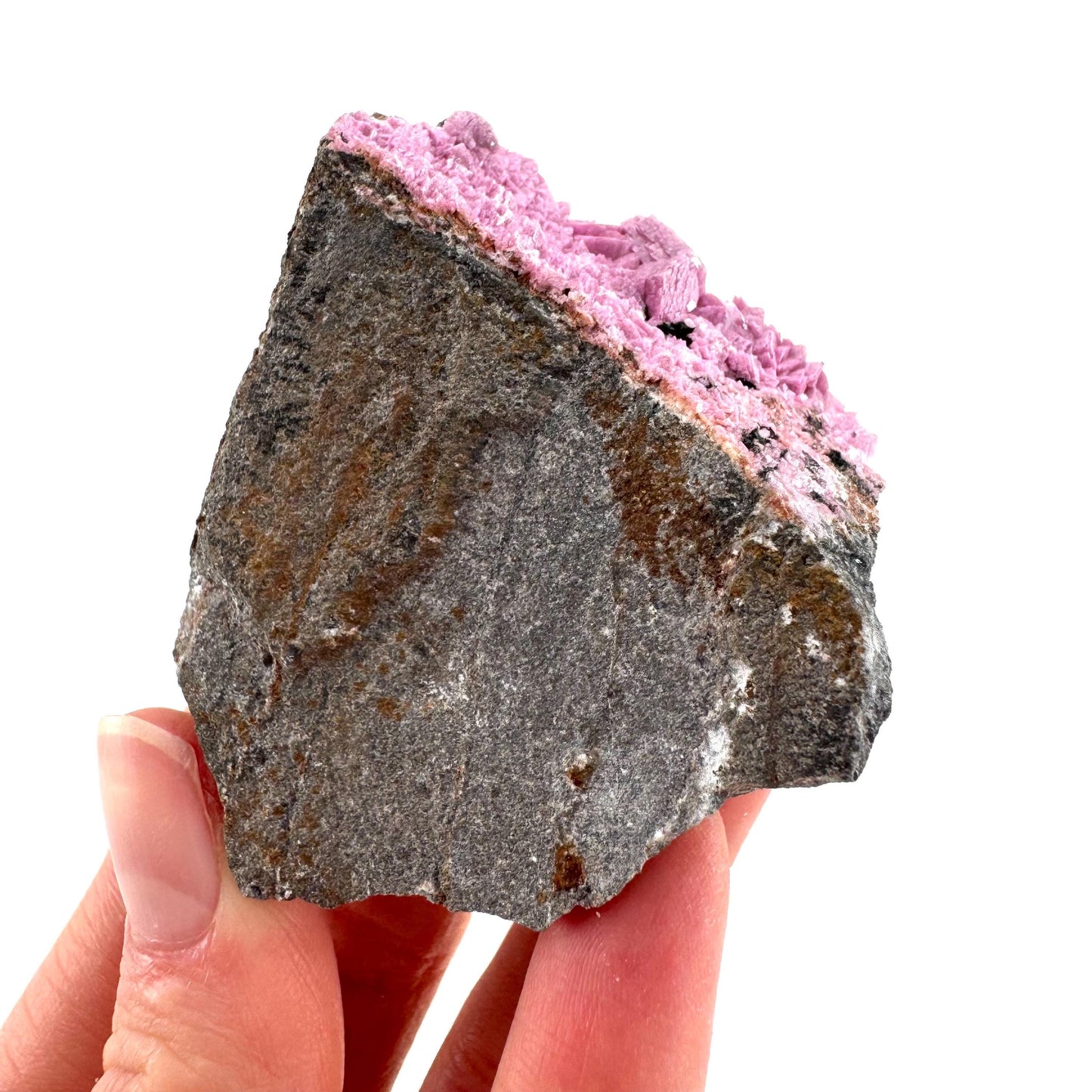 Cobaltoan Calcite w/ Heterogenite | natural pink crystal cluster, mineral specimen