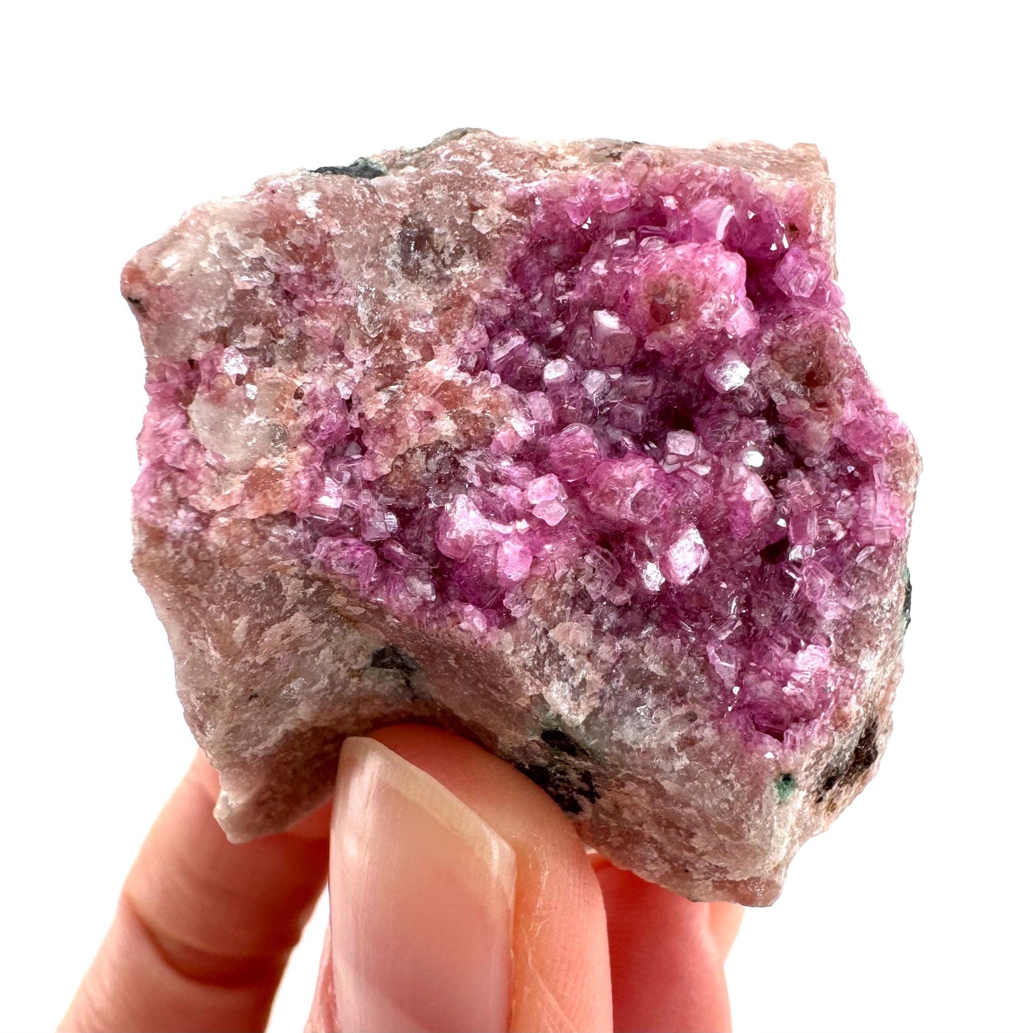 Cobaltoan Calcite w/ Heterogenite | natural pink crystal cluster, mineral specimen
