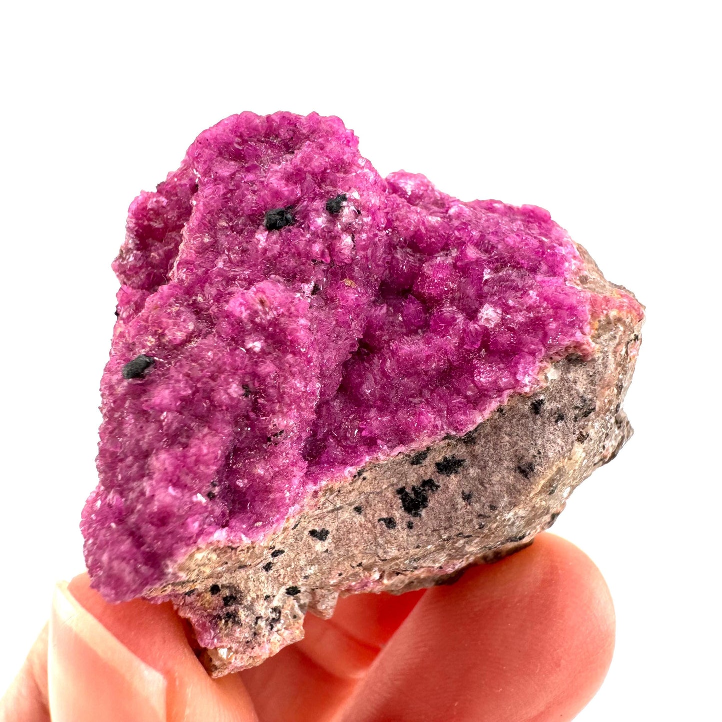 Cobaltoan Calcite w/ Heterogenite | natural pink crystal cluster, mineral specimen