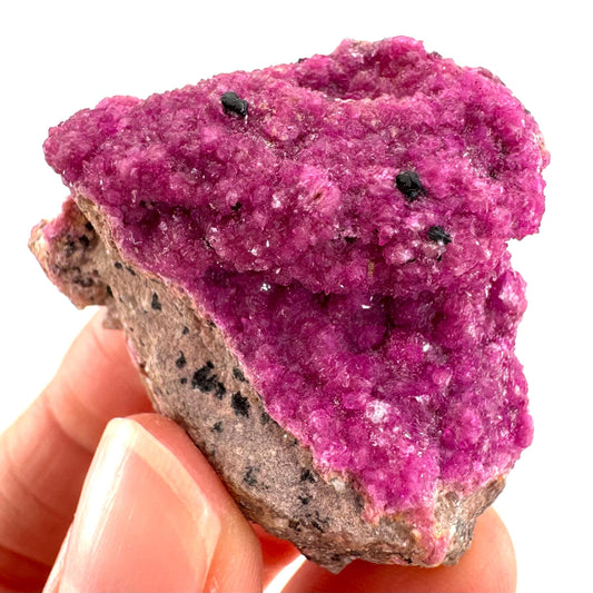 Cobaltoan Calcite w/ Heterogenite | natural pink crystal cluster, mineral specimen