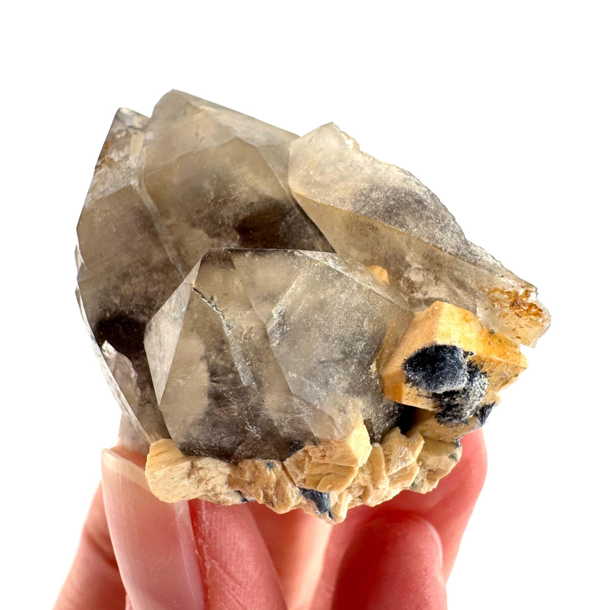 Gitter Quartz with Feldspar & Foitite | lattice crystal, mineral specimen from Namibia