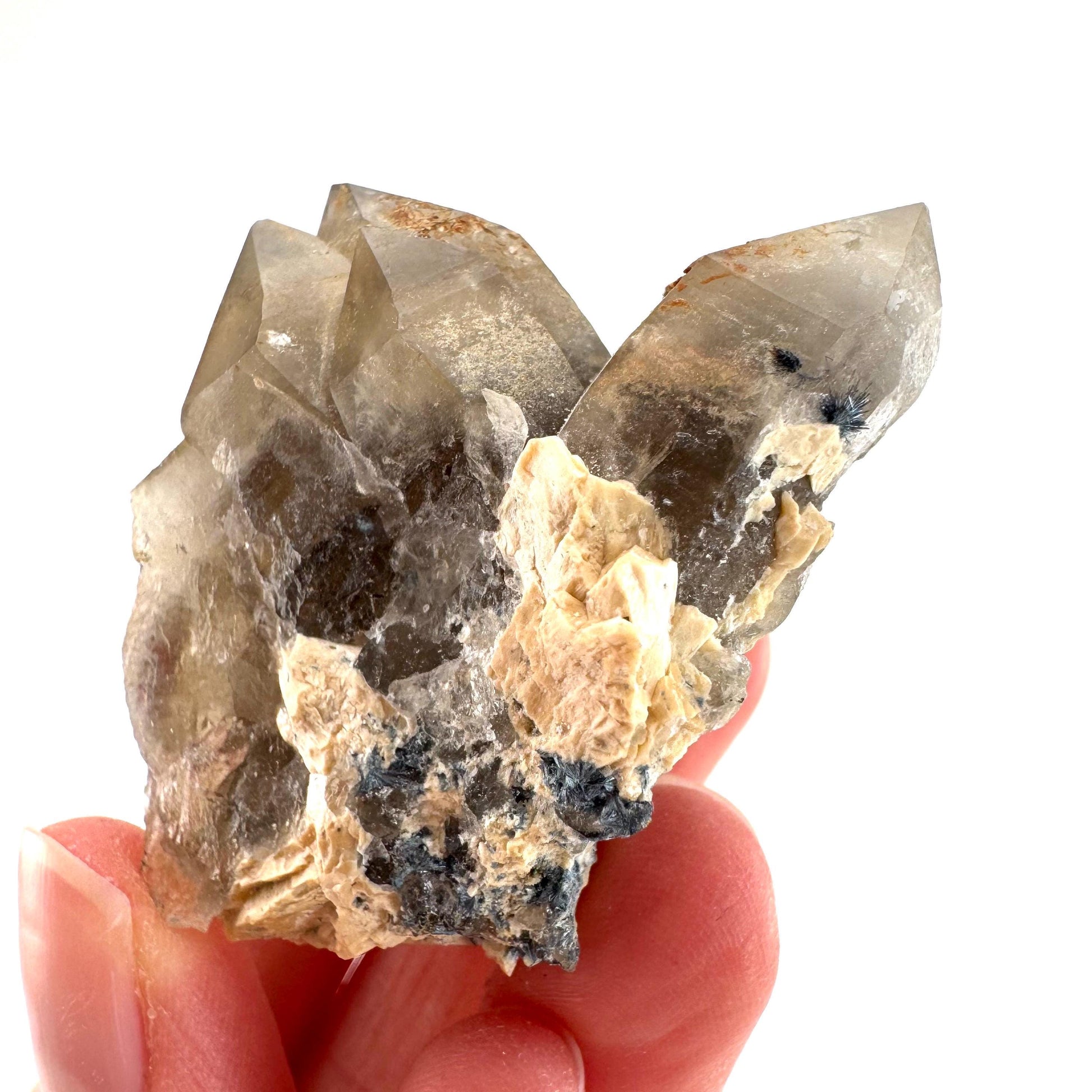 Gitter Quartz with Feldspar & Foitite | lattice crystal, mineral specimen from Namibia