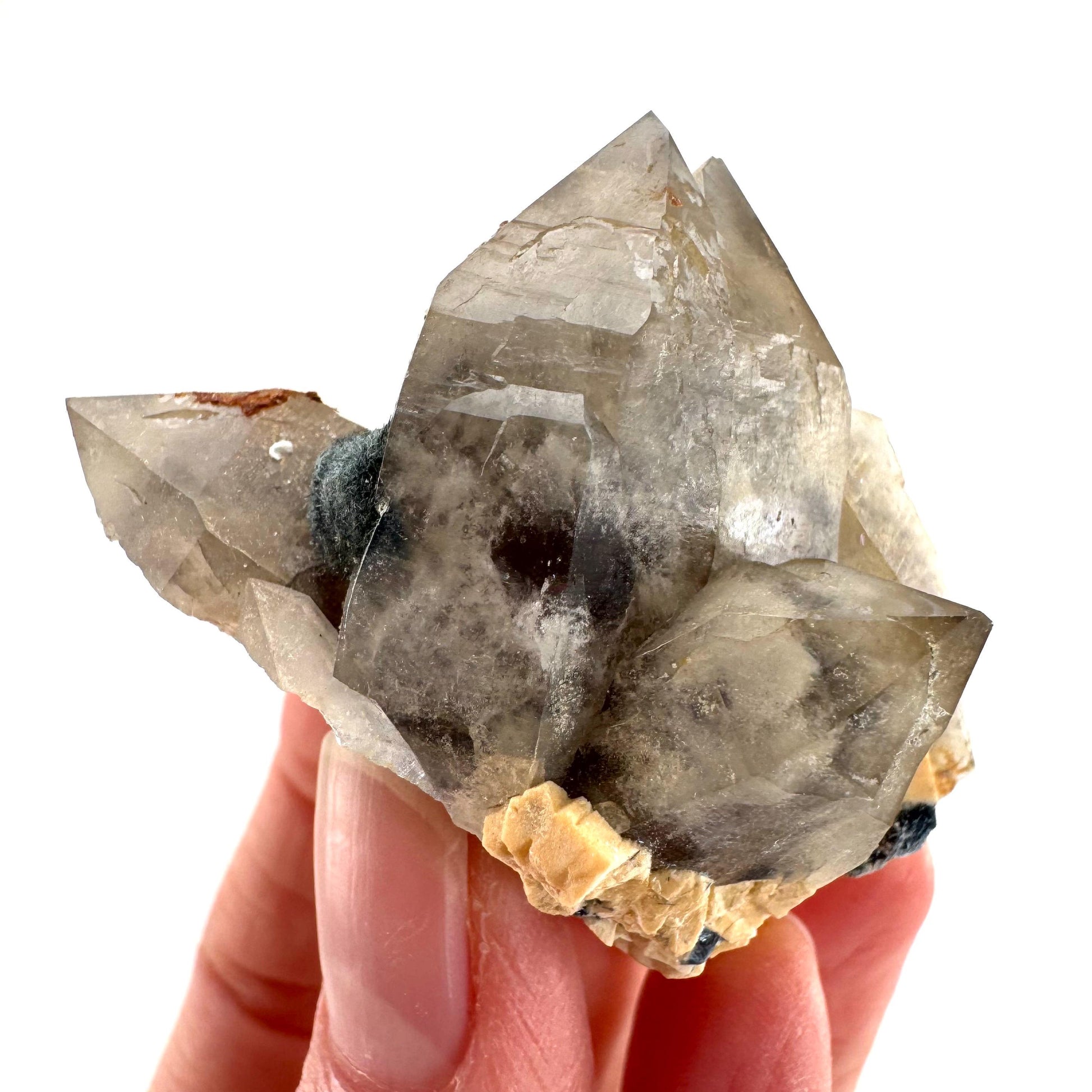 Gitter Quartz with Feldspar & Foitite | lattice crystal, mineral specimen from Namibia