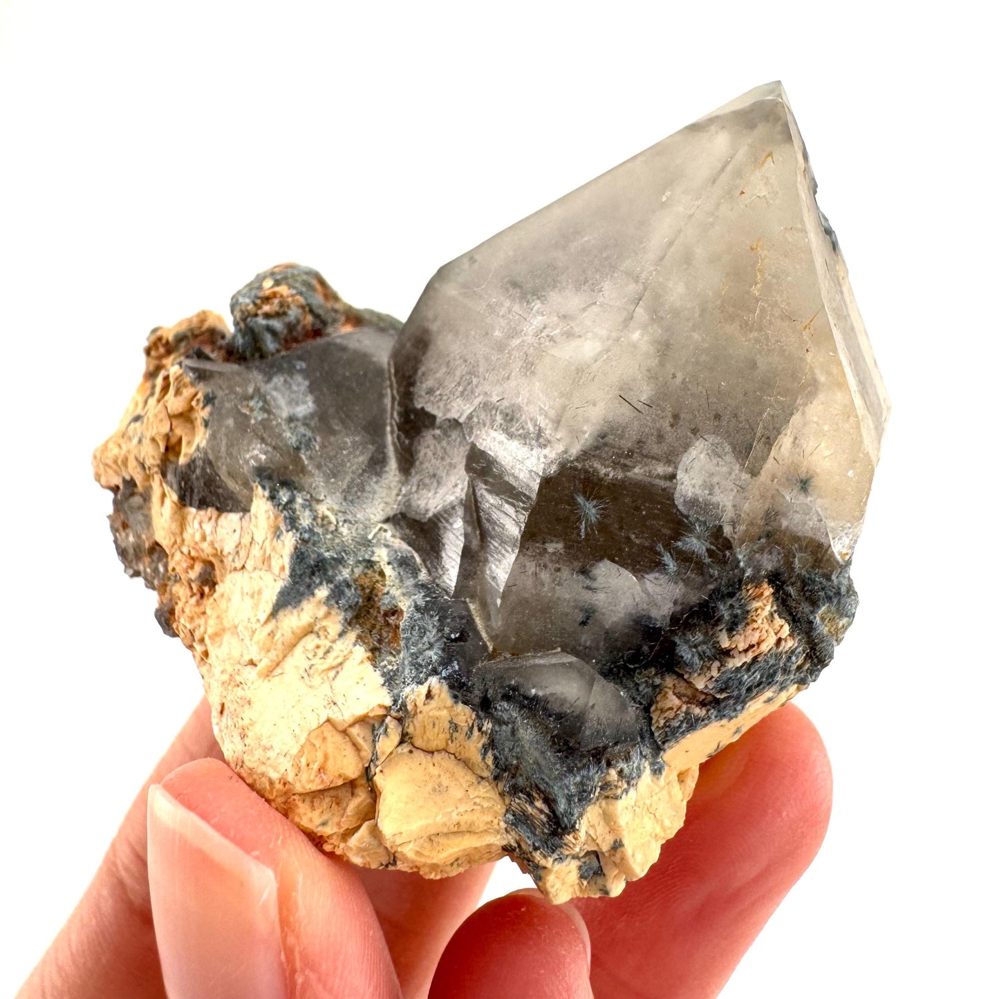 Gitter Quartz with Feldspar & Foitite | lattice crystal, mineral specimen from Namibia