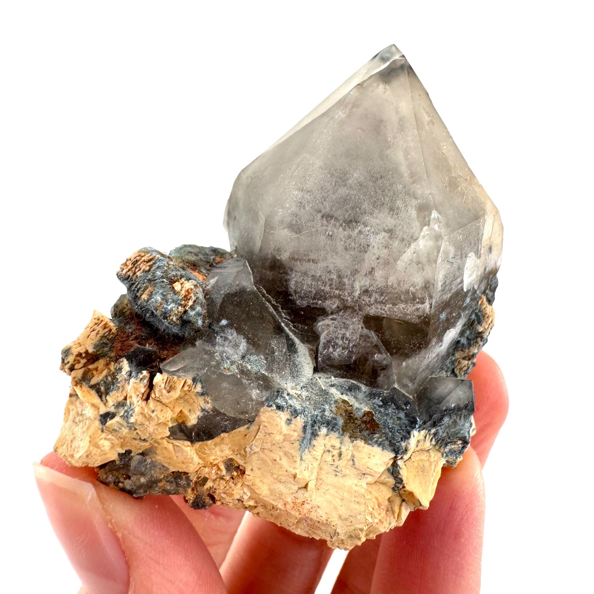 Gitter Quartz with Feldspar & Foitite | lattice crystal, mineral specimen from Namibia