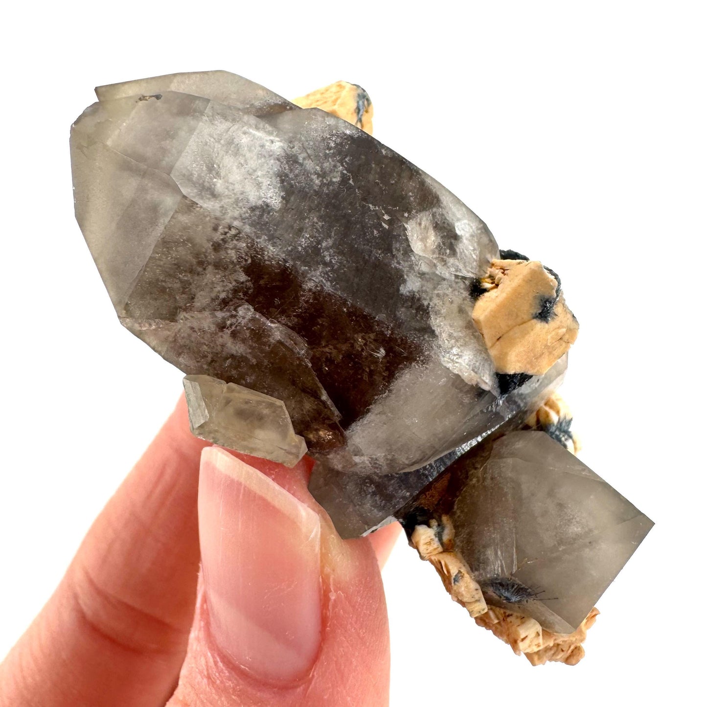 Gitter Quartz with Feldspar & Foitite | lattice crystal, mineral specimen from Namibia