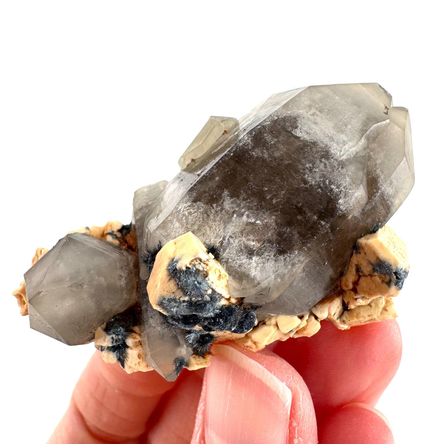 Gitter Quartz with Feldspar & Foitite | lattice crystal, mineral specimen from Namibia