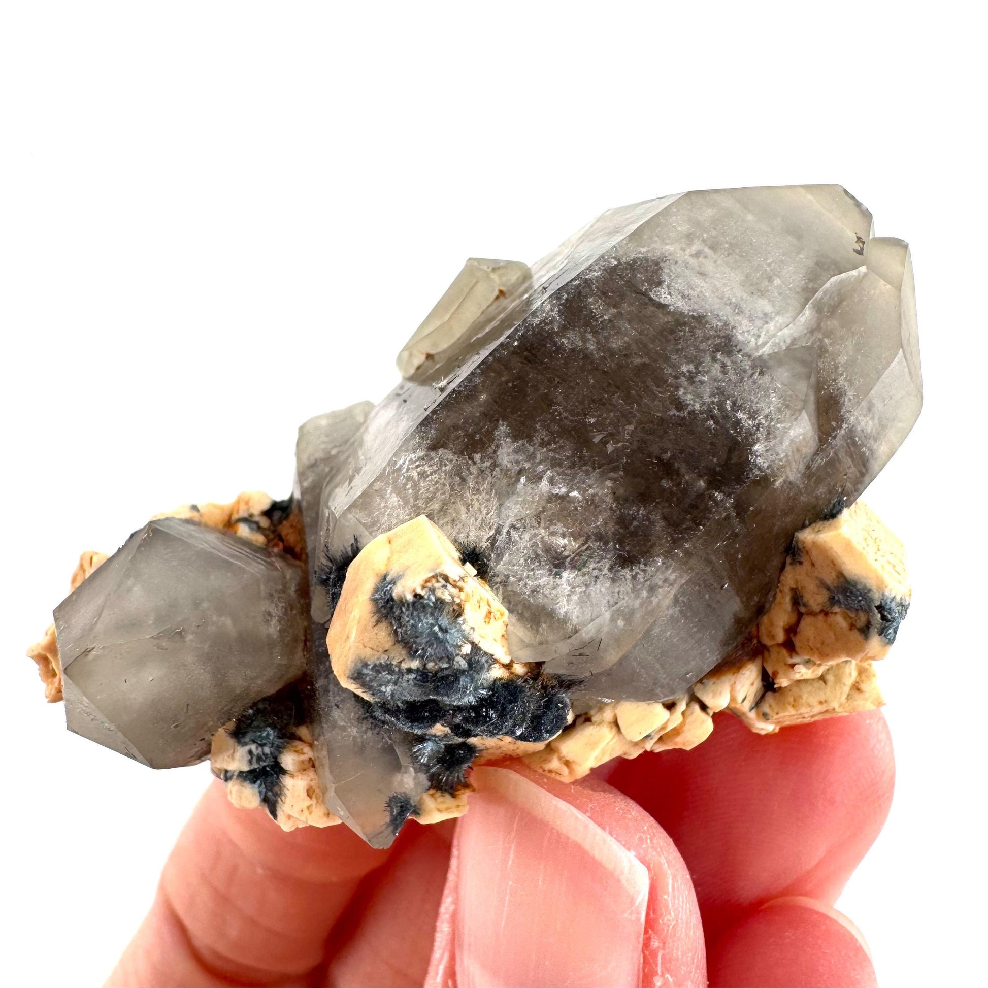 Gitter Quartz with Feldspar & Foitite | lattice crystal, mineral specimen from Namibia