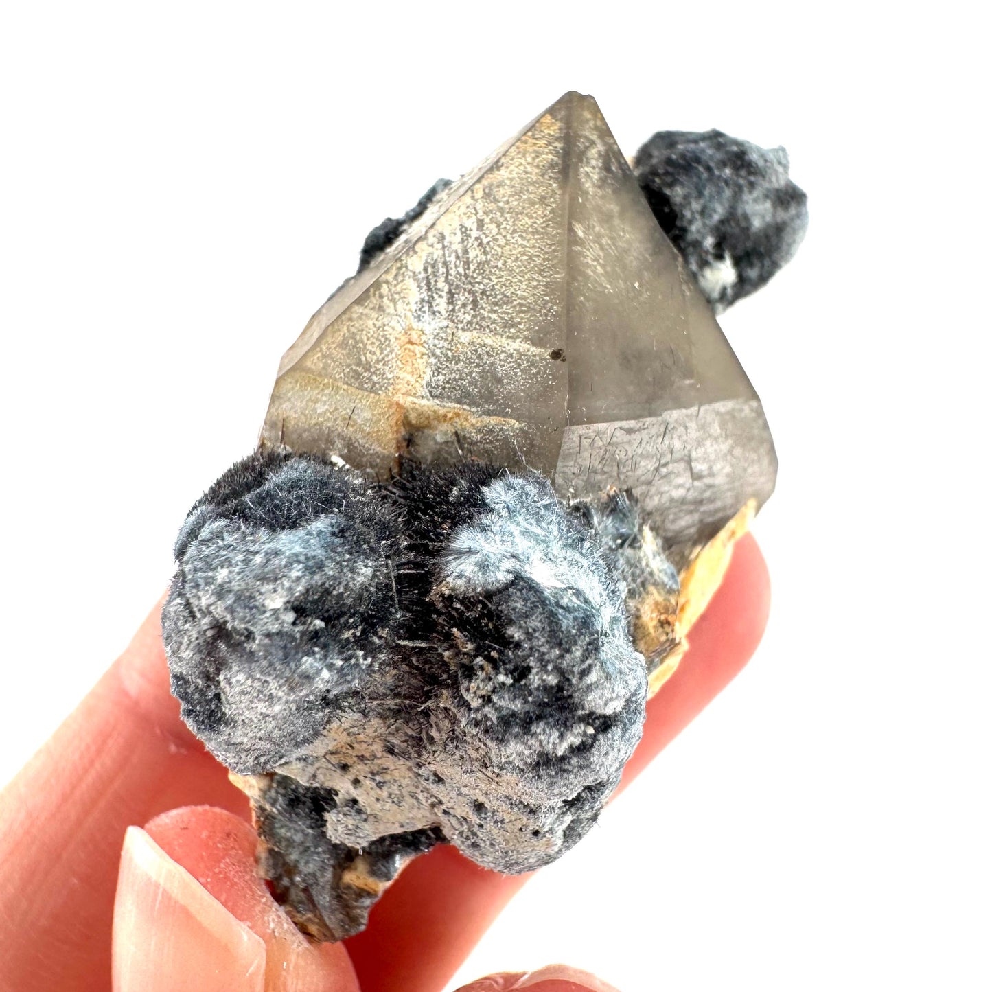 Gitter Quartz with Feldspar & Foitite | lattice crystal, mineral specimen from Namibia