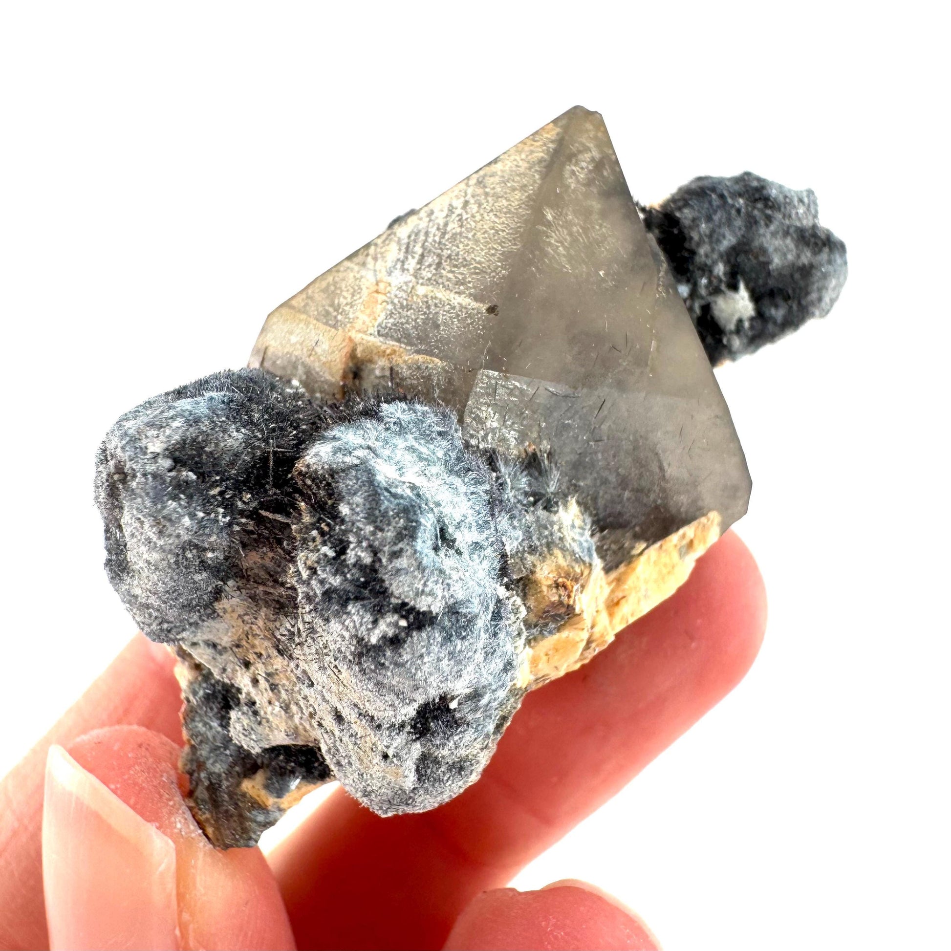 Gitter Quartz with Feldspar & Foitite | lattice crystal, mineral specimen from Namibia