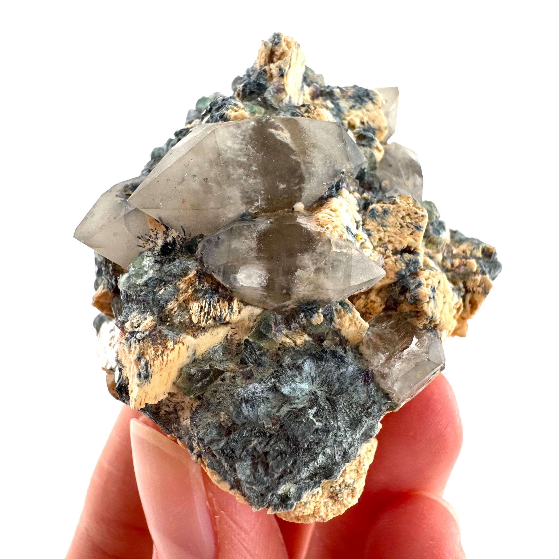 Gitter Quartz with Feldspar & Foitite | lattice crystal, mineral specimen from Namibia