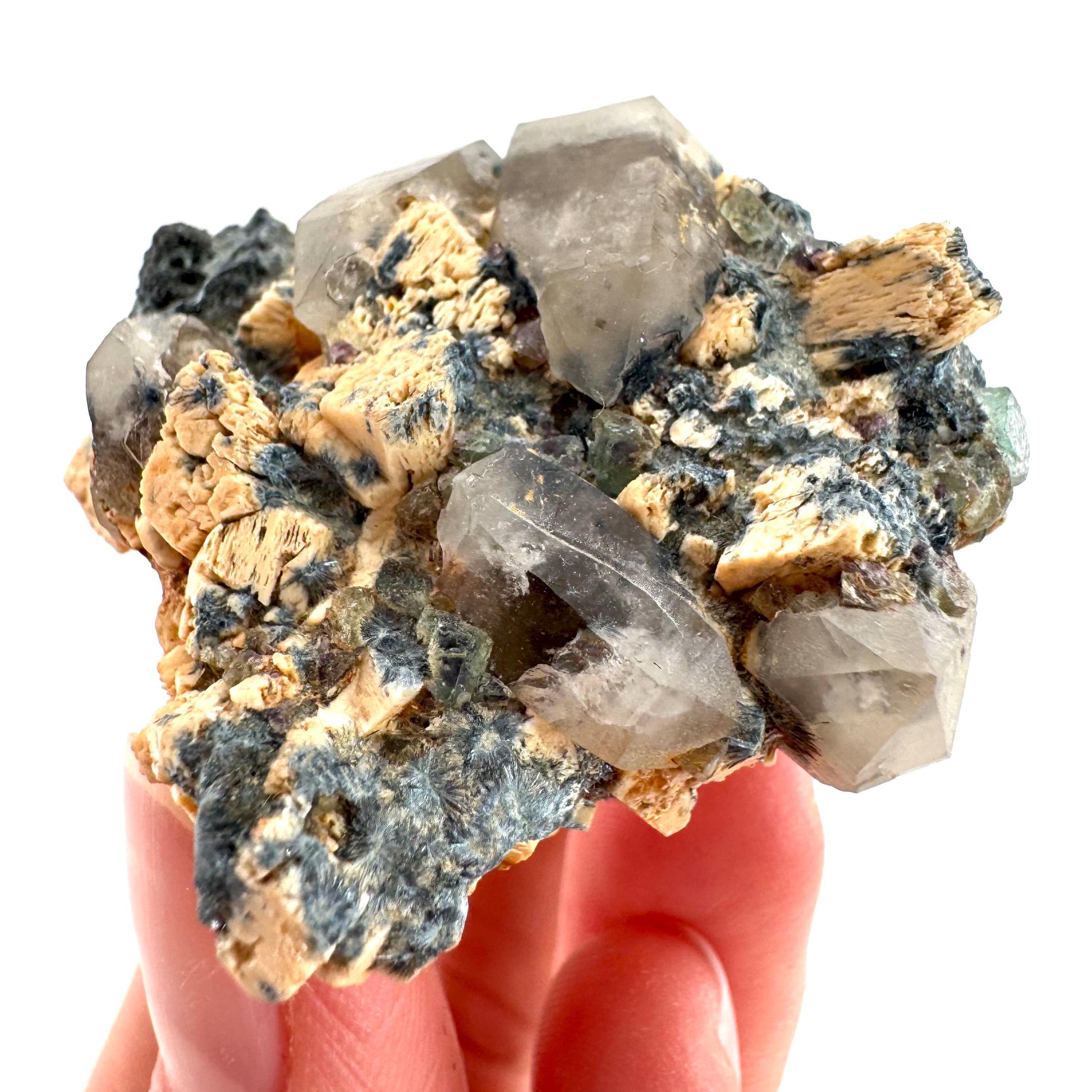Gitter Quartz with Feldspar & Foitite | lattice crystal, mineral specimen from Namibia