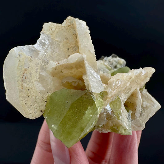 Titanite with Muscovite & Feldspar | green sphene crystal, mineral specimen from Pakistan