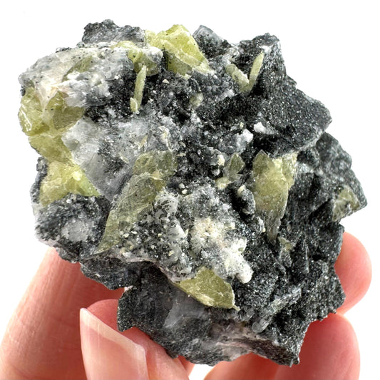Titanite with Chlorite & Feldspar | green sphene crystal, mineral specimen from Pakistan