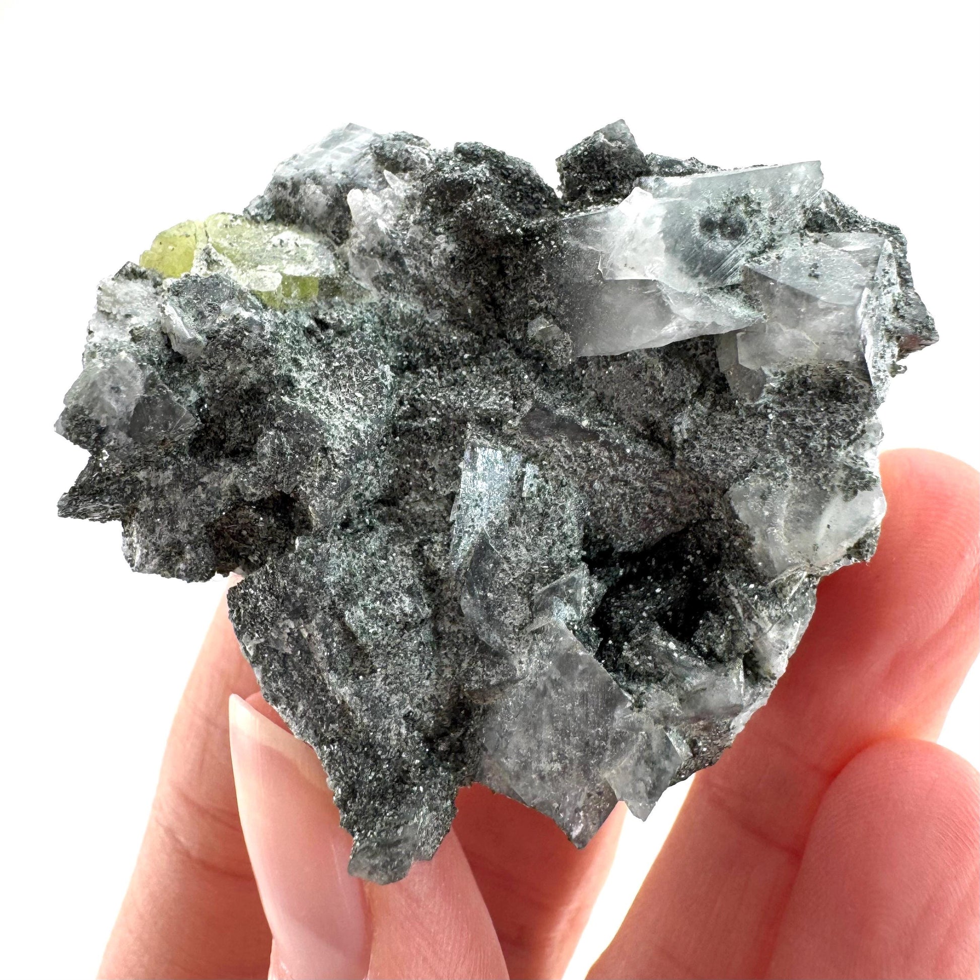 Titanite with Chlorite & Feldspar | green sphene crystal, mineral specimen from Pakistan
