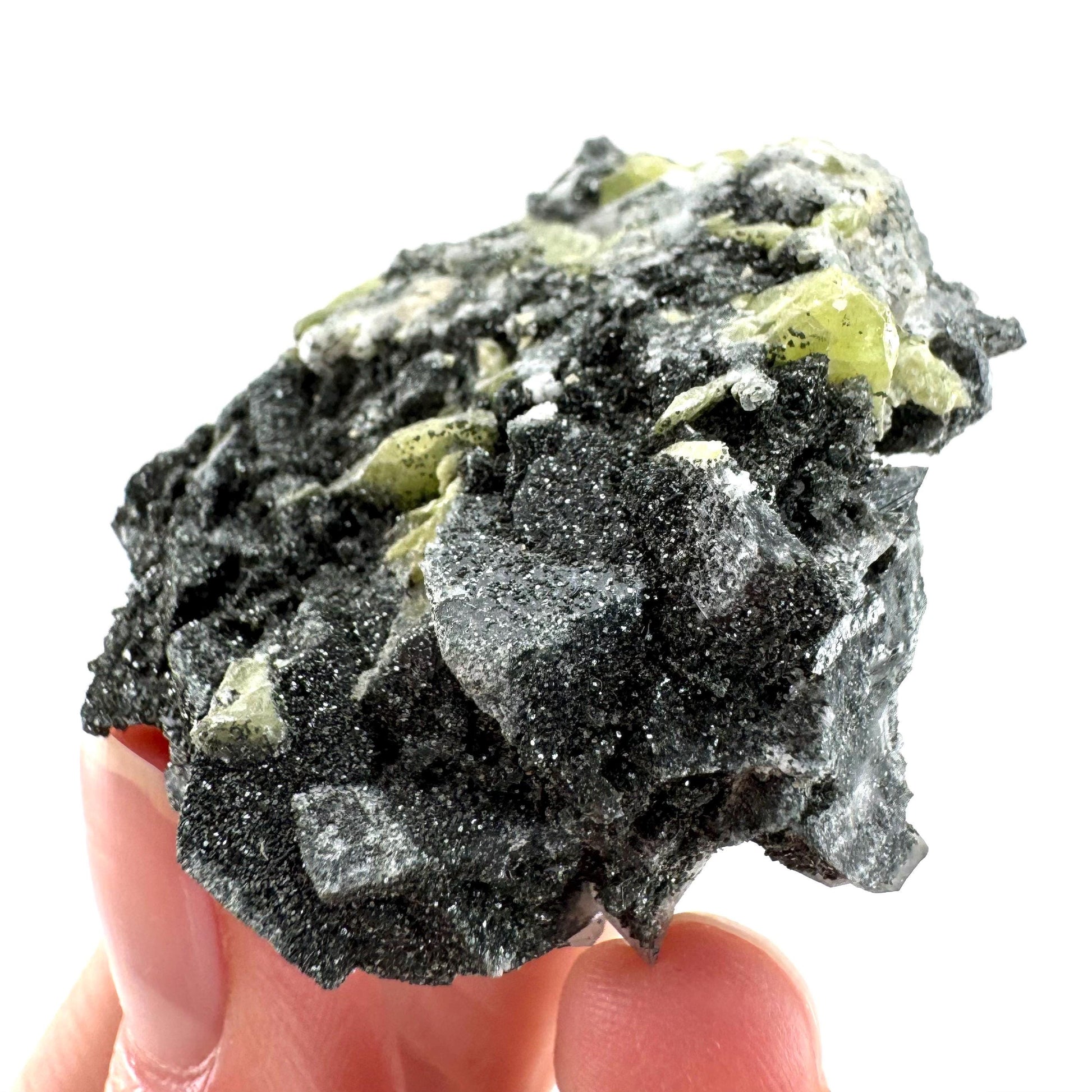 Titanite with Chlorite & Feldspar | green sphene crystal, mineral specimen from Pakistan